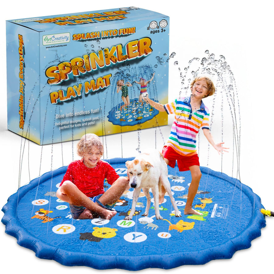 Splash Pad for Kids & Pets – 60" Non-Slip Water Play Mat with Lights & Sound