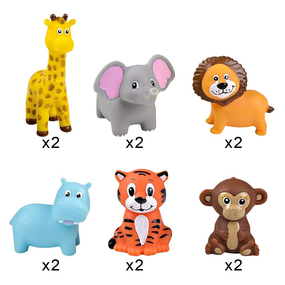 12 Squeezy Zoo Animals, Squeezable Safari Toy Squirts for Kids