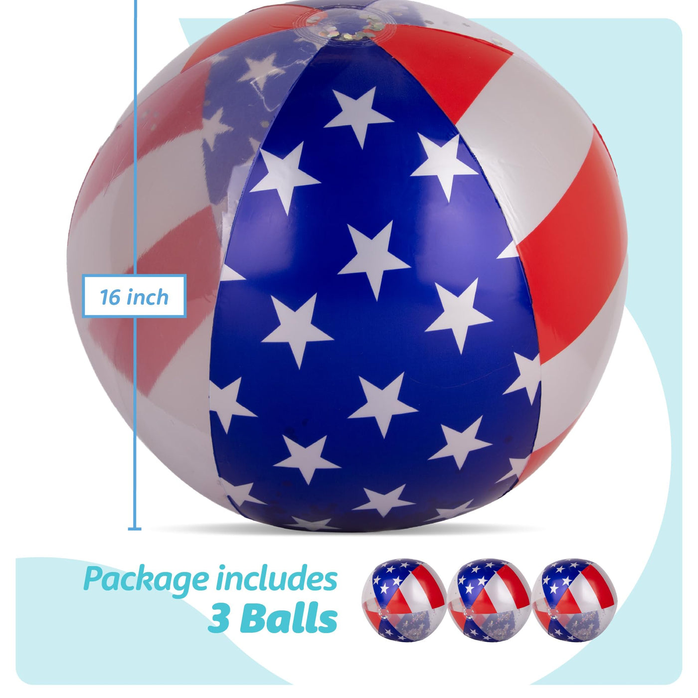 Floatify USA Beach Balls - 3 Pack - Patriotic Beach Balls for Pool