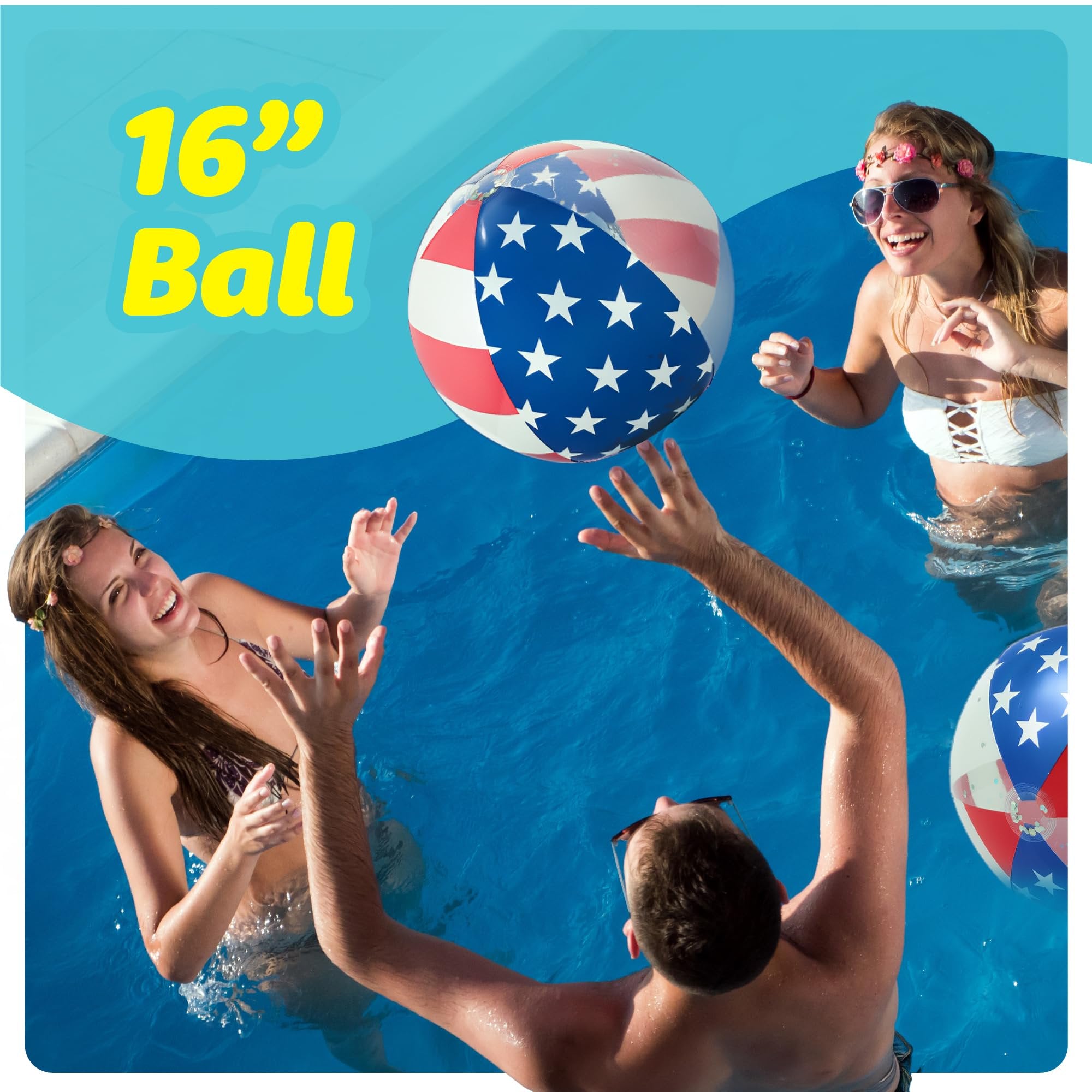 Floatify USA Beach Balls - 3 Pack - Patriotic Beach Balls for Pool