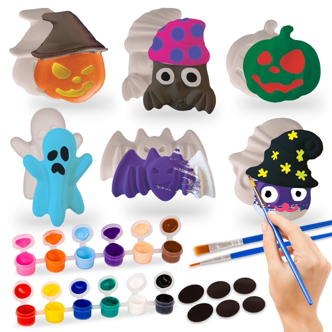 Halloween Ceramic Fridge Magnet Painting Kit - 6 Pack