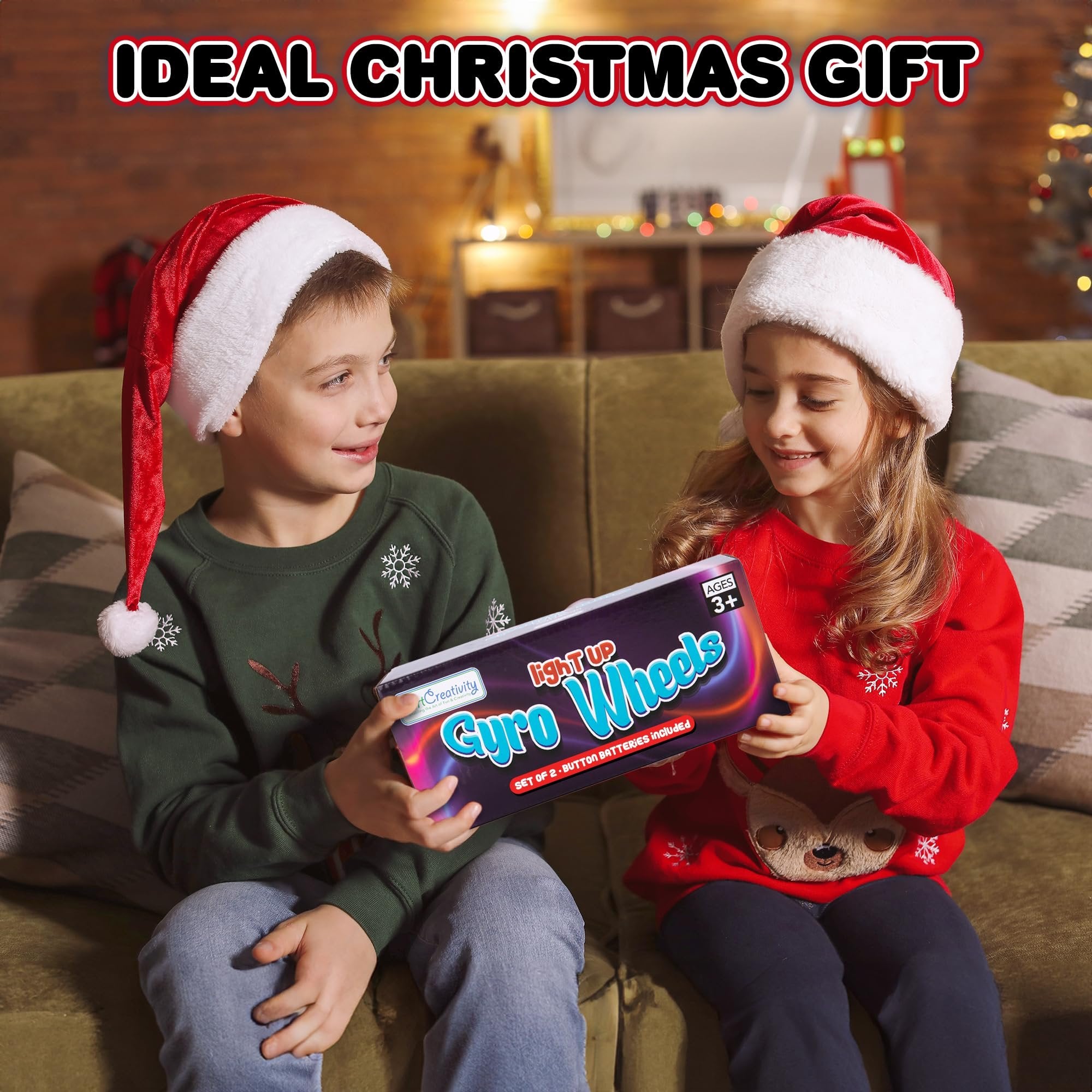 Retro Light Up Gyro Wheels Set of 2 for Kids, 8.5" Rail Twisters