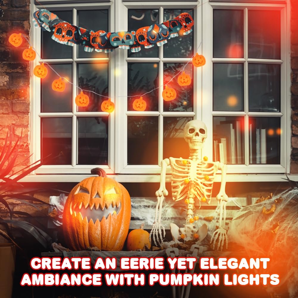 Halloween Pumpkin String Lights with Remote - 20 LED