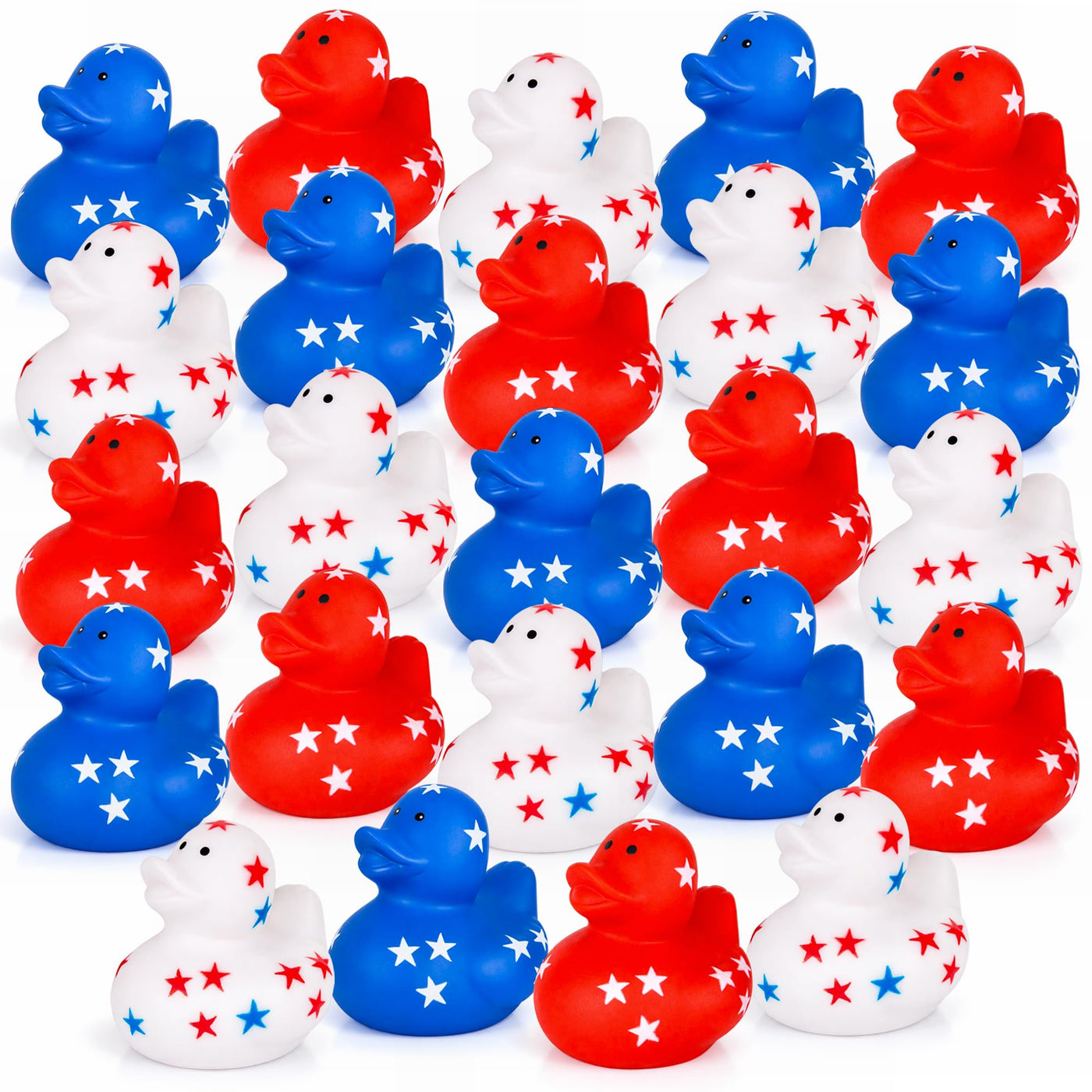 Patriotic Rubber Ducks - Set of 24 - Ducky USA Accessories in Red, White, and Blue