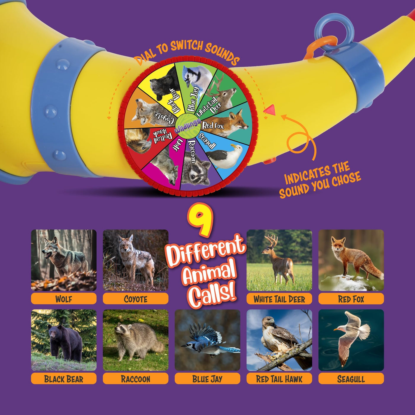 Wildlings Animal Caller – 9 Real Animal Sounds for Kids Ages 3–7