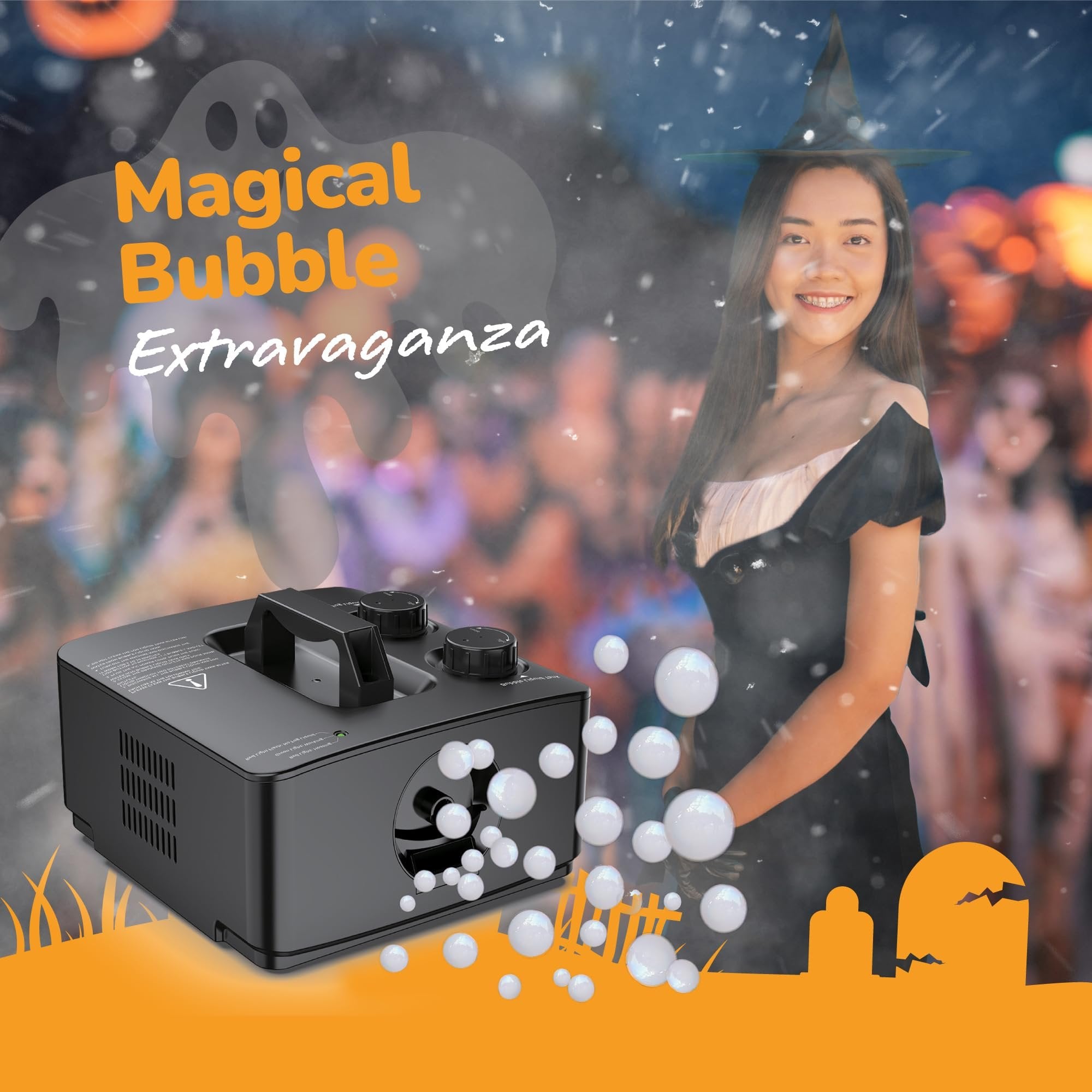 Fog Bubble Machine - 2 in 1 Smoke Bubble Machine with Fog and Bubble Liquid Concentrates (200 ml Each)