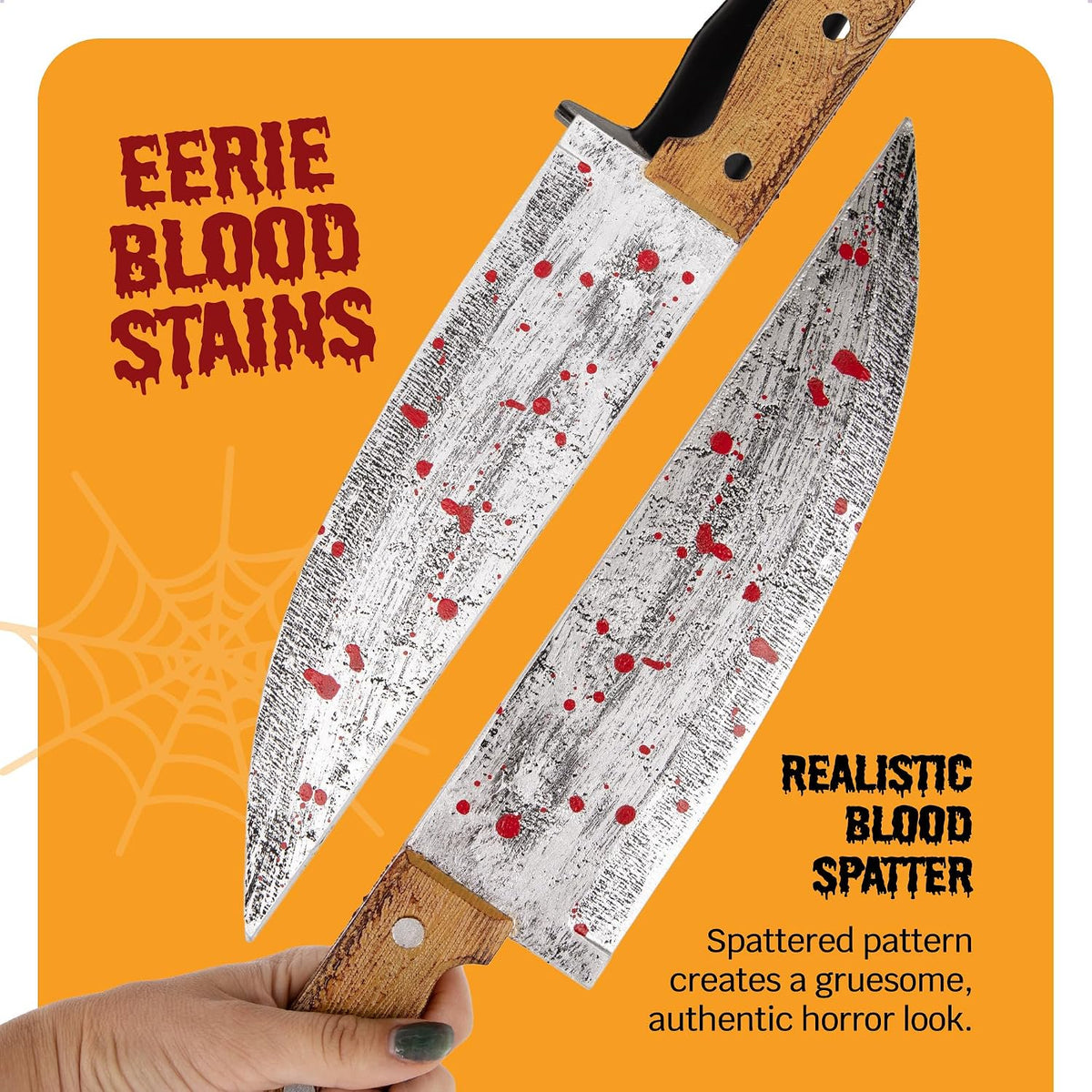 Bloody Butcher Knife - Realistic Foam Fake Blade with Wooden Handle & Blood Splatter