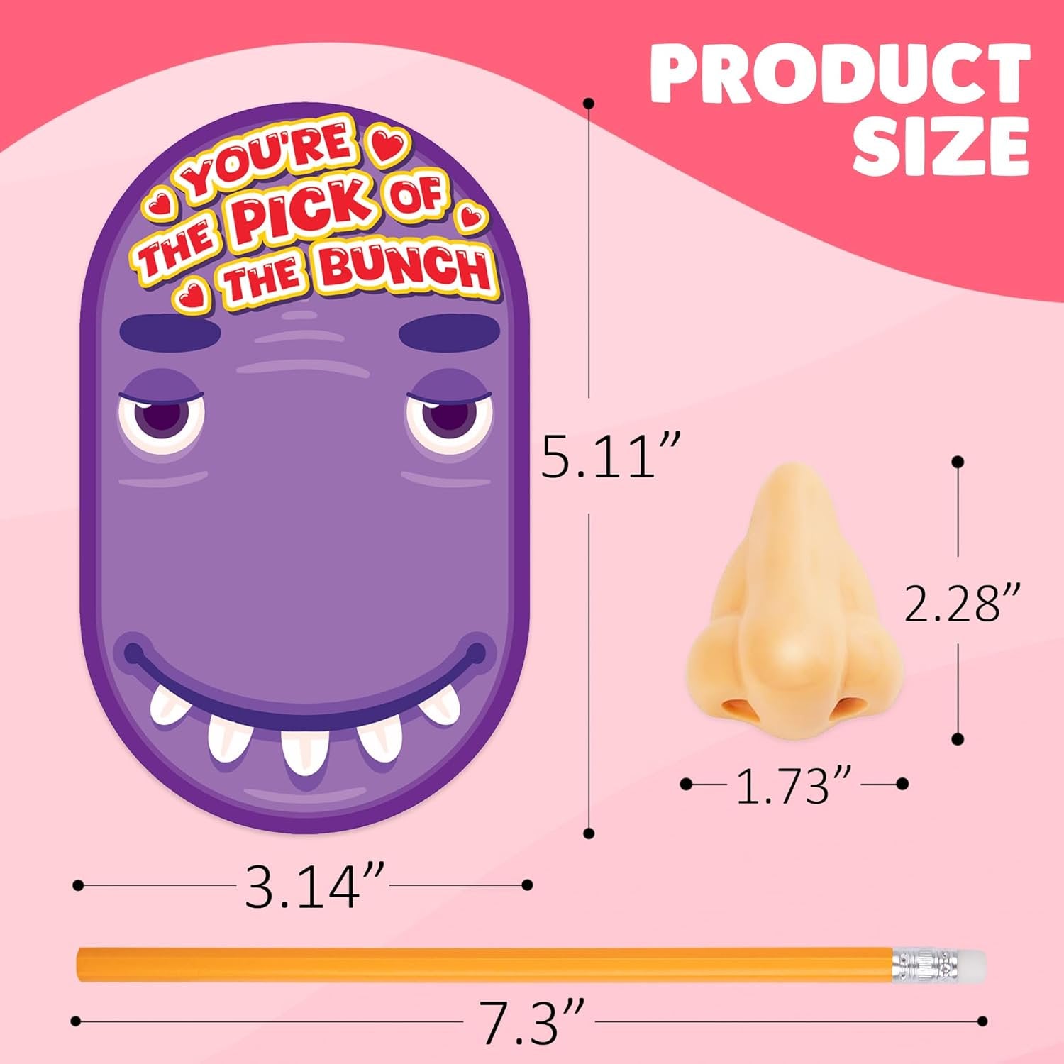 Funny Nose Pencil Sharpener with Valentines Cards - Set of 28