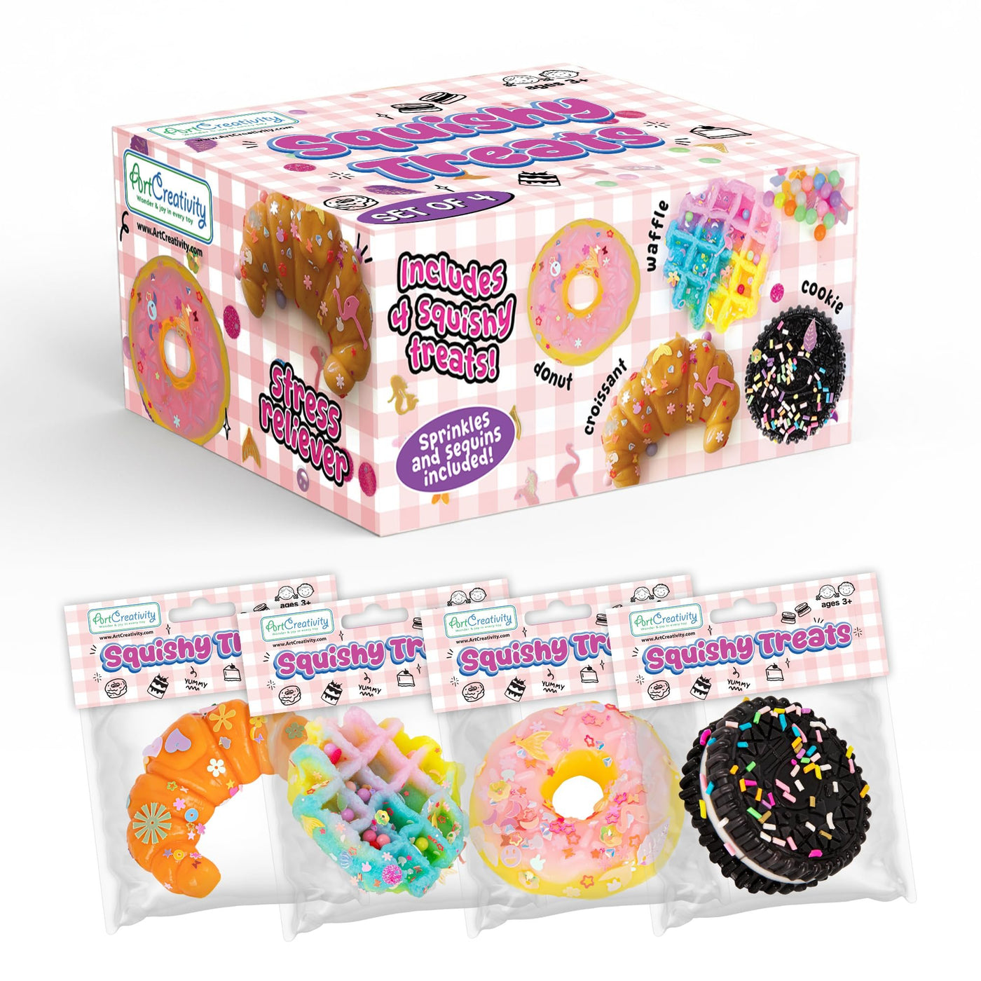 Squishy Treats Fidget Toys for Kids and Adults - 4 Pack