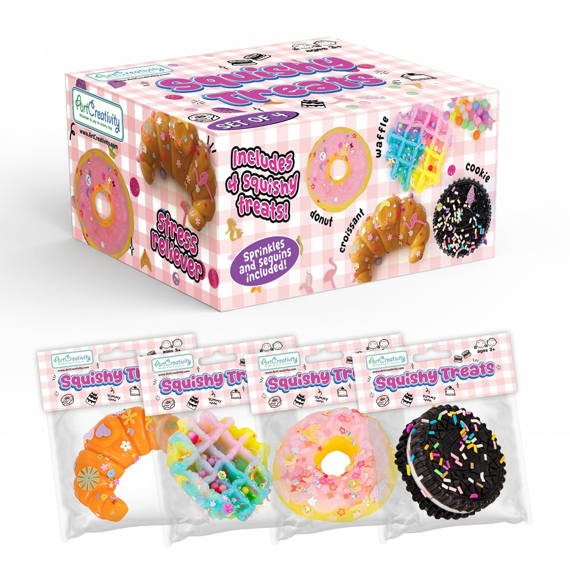 Squishy Treats Fidget Toys for Kids and Adults - 4 Pack