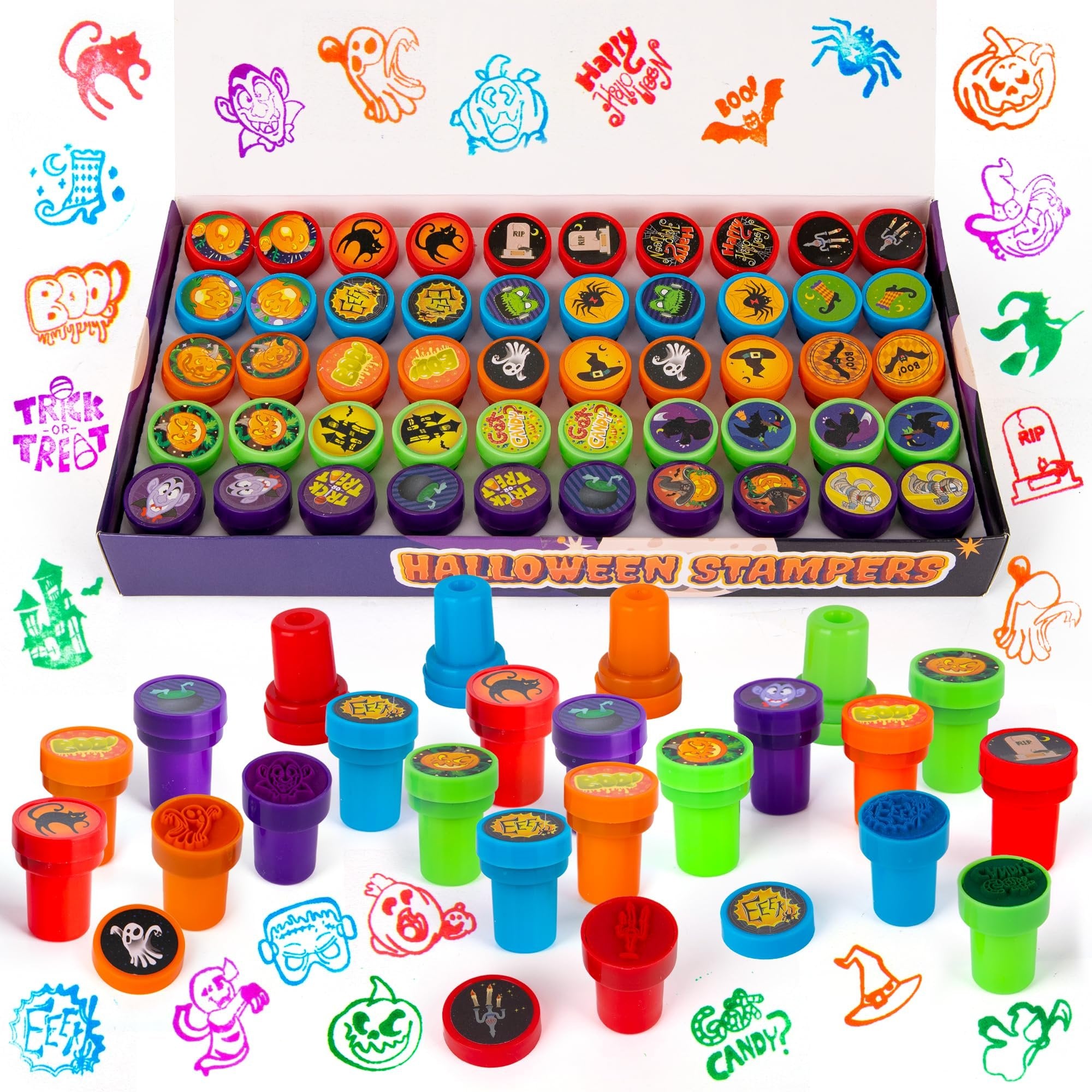 Halloween Stampers - Set of 50 - Kids & Adults Self Inking Spooky Stamps