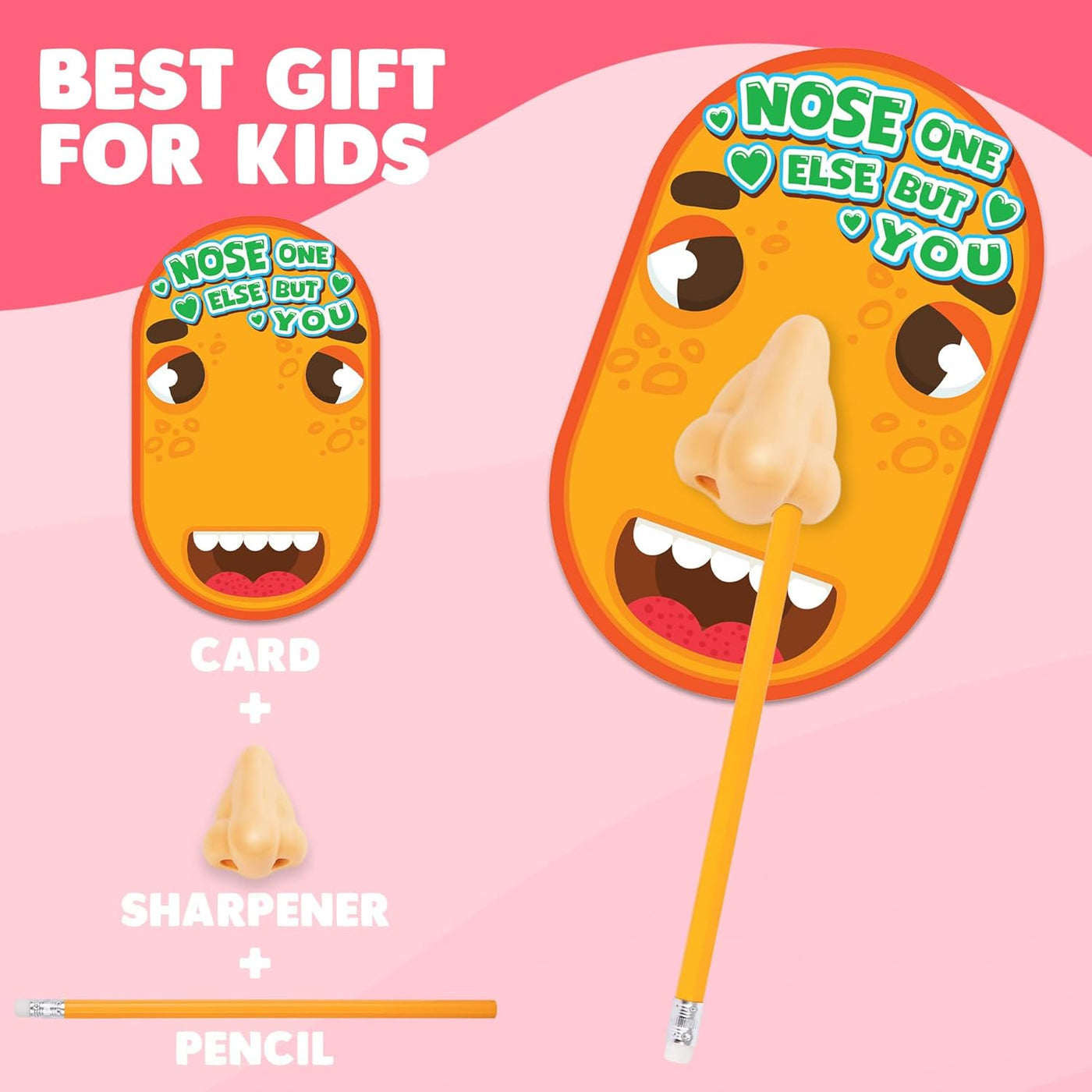 Funny Nose Pencil Sharpener with Valentines Cards - Set of 28