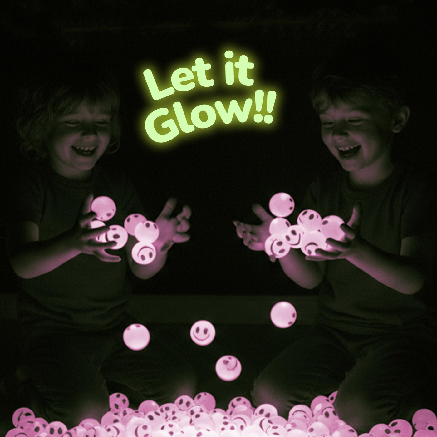 Glow in the Dark Purple Smiley Face Bouncing Balls - Bulk Pack of 36 - 1 Inch