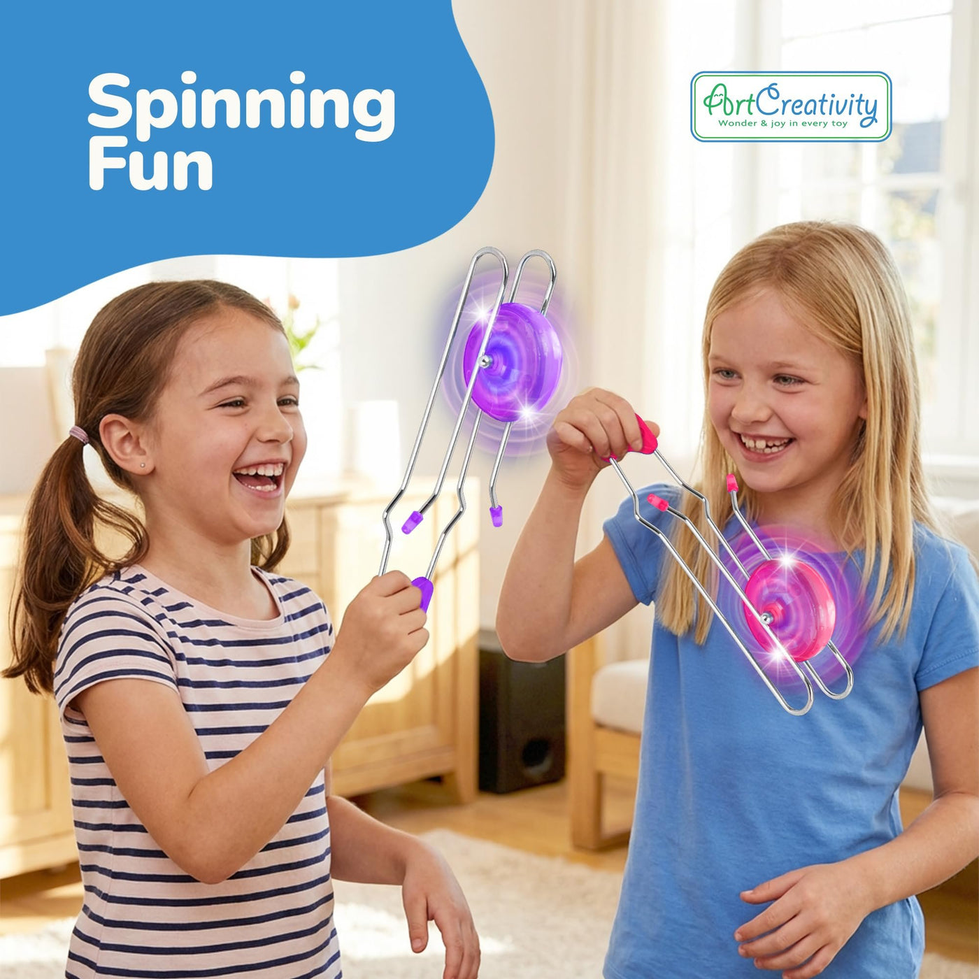 Retro Light Up Gyro Wheels Set for Kids- Includes 3, 8.5 Inch Rail Twisters
