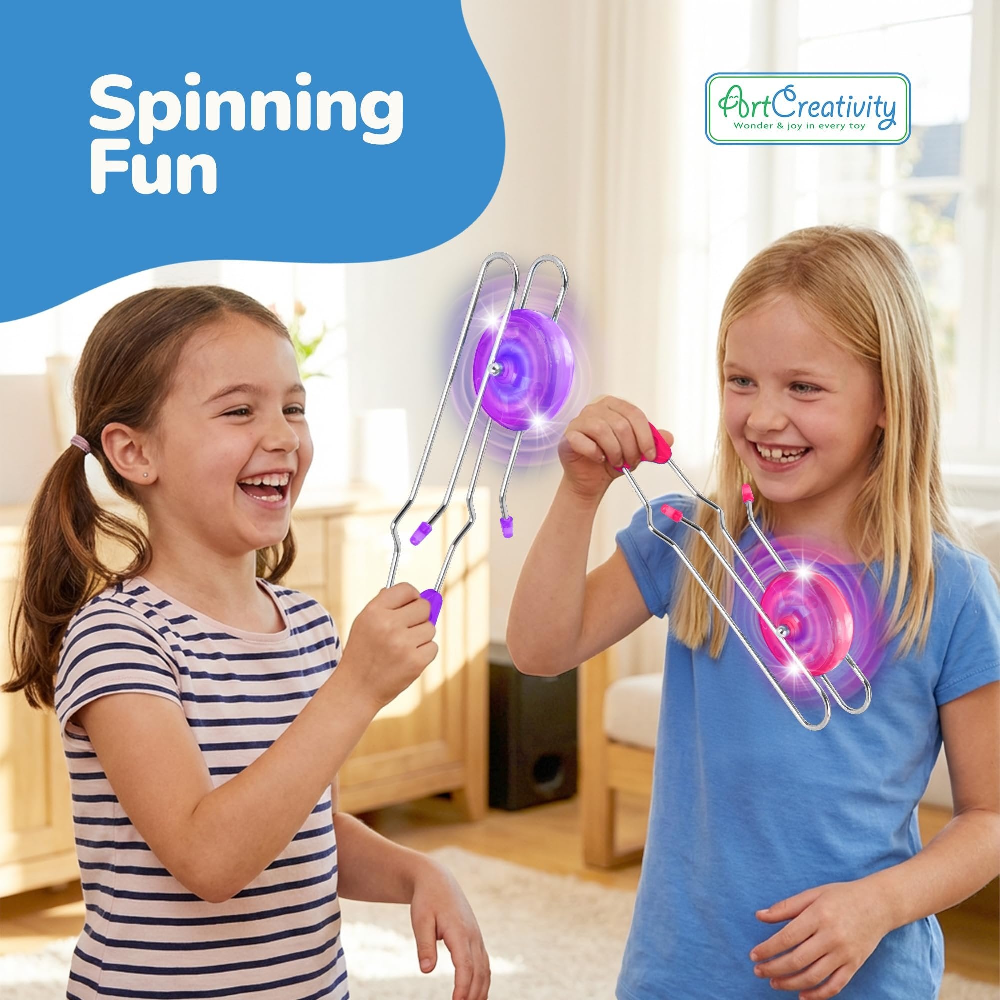 Retro Light Up Gyro Wheels Set for Kids- Includes 3, 8.5 Inch Rail Twisters