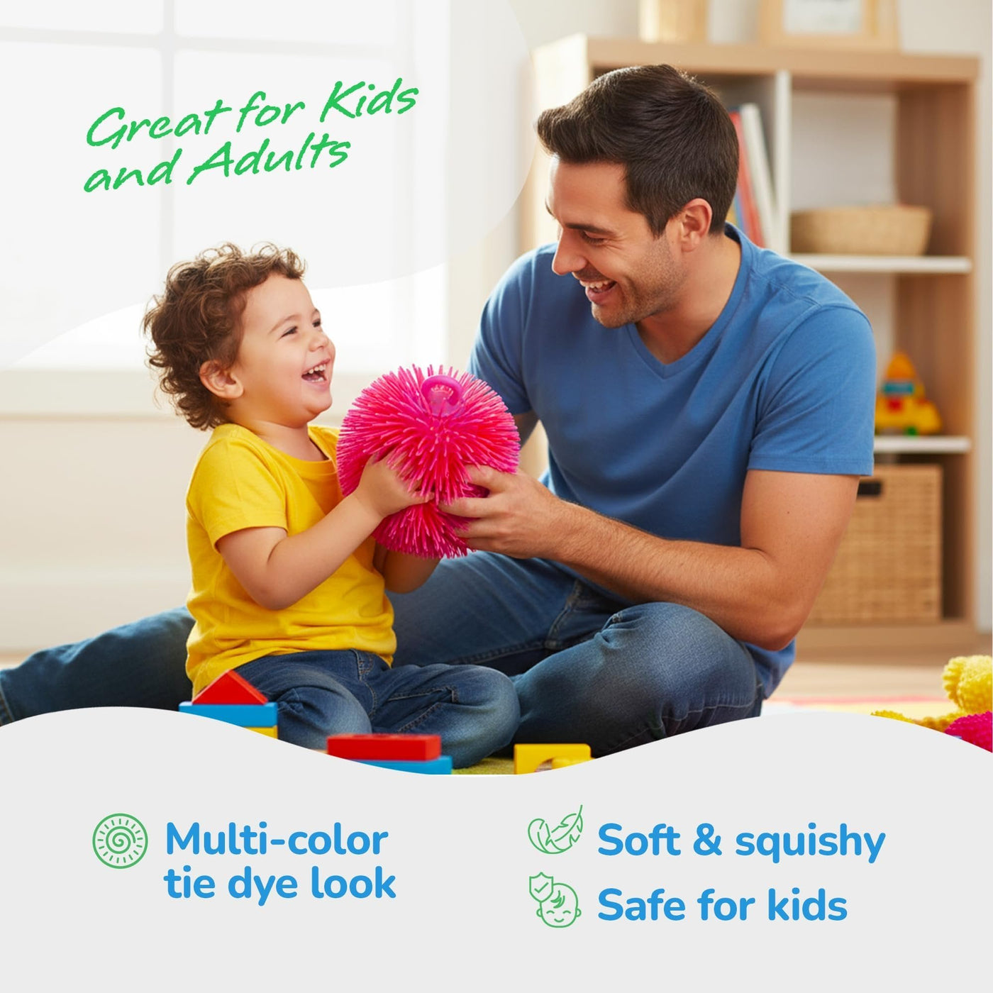 Tie Dye Puffer Ball with Hanging Loop, 6 Inch