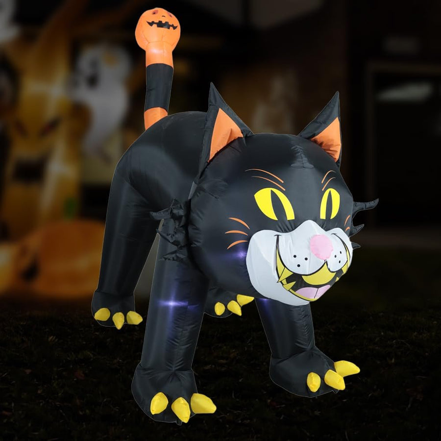 ArtCreativity Inflatable Black Cat Halloween Decor with Lights - 10.5 Feet - Large Halloween Inflatable Outdoor Decoration - Automatic Blower for Easy Inflation - Halloween Yard Decorations