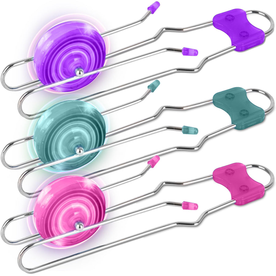 Retro Light Up Gyro Wheels Set for Kids- Includes 3, 8.5 Inch Rail Twisters