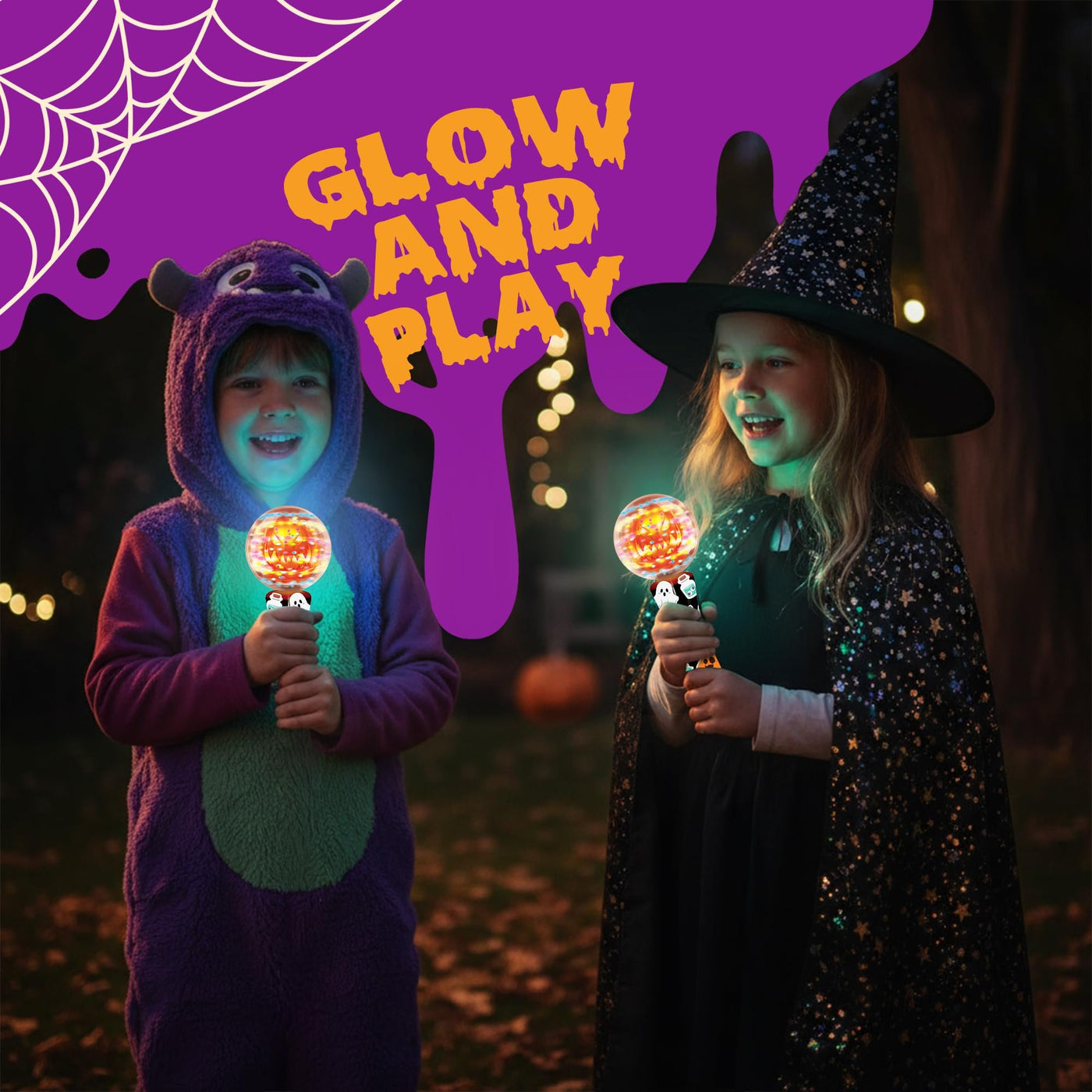 Halloween Magic Ball Light Up Wand with Ghoulish Figure - 7.5"