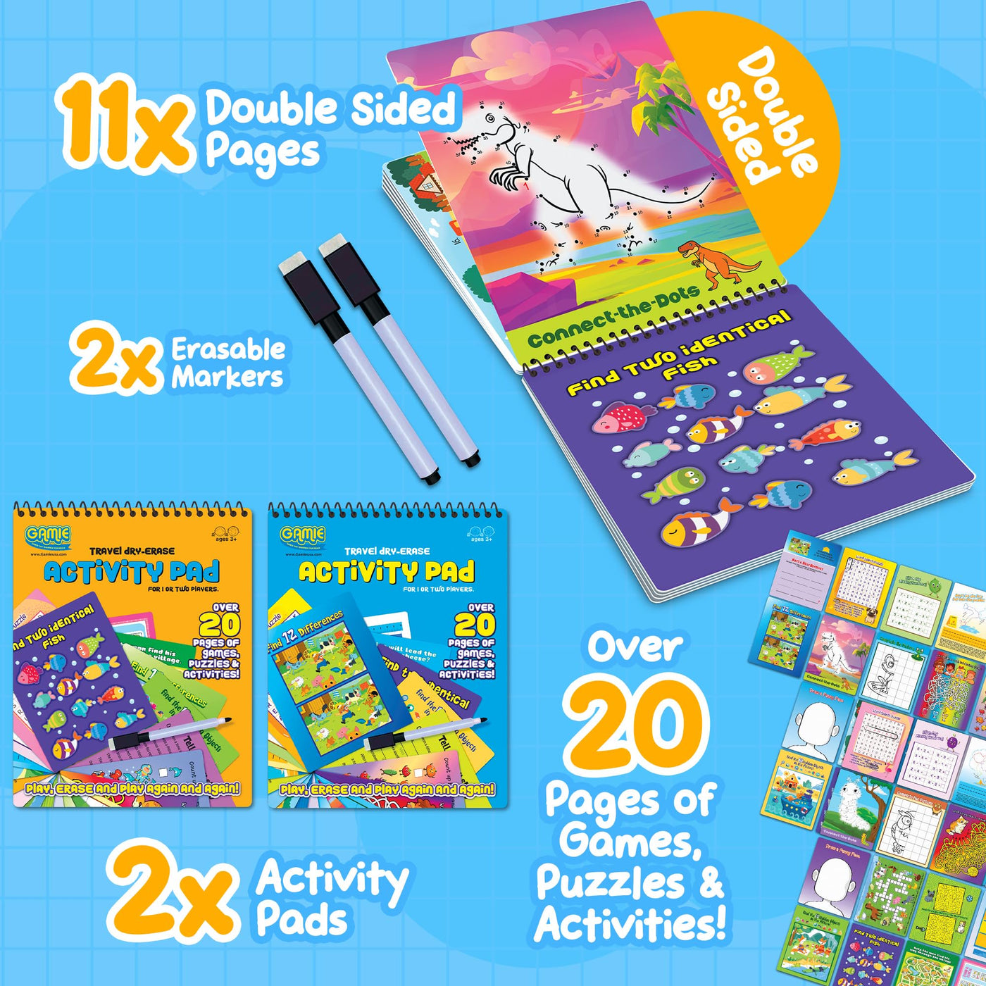 Gamie Travel Dry Erase Activity Pad - 2 Pack