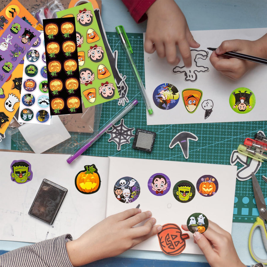 ArtCreativity Assorted Halloween Stickers for Kids – 100 Sheets, 1200+ Stickers | Perfect for Halloween Party Favors, Treats, Décor, Classroom Crafts, Goodie Bags & Scrapbooking