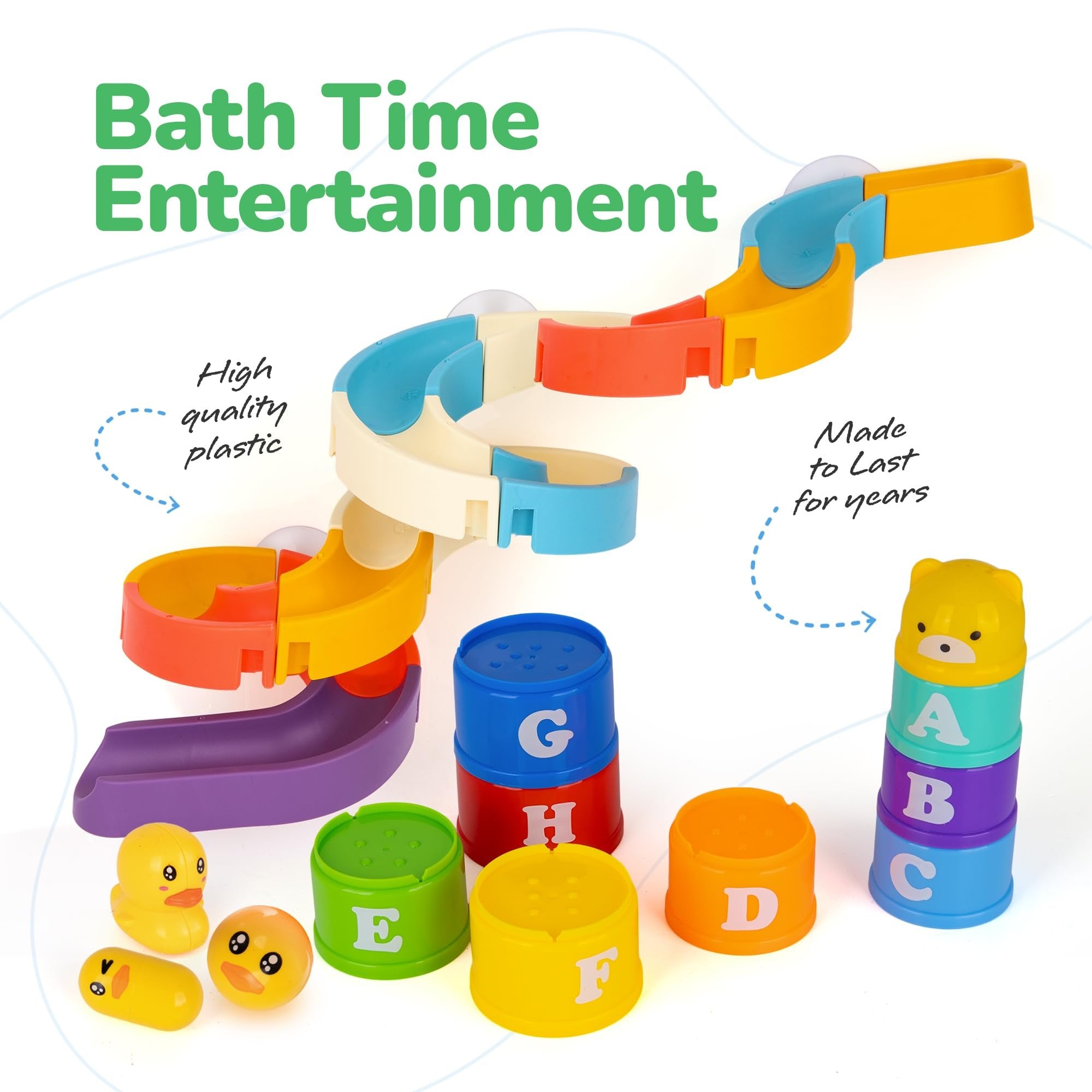 Duck Bathtub Slide Toys – Set of 6 Bath & Water Toys for Toddlers