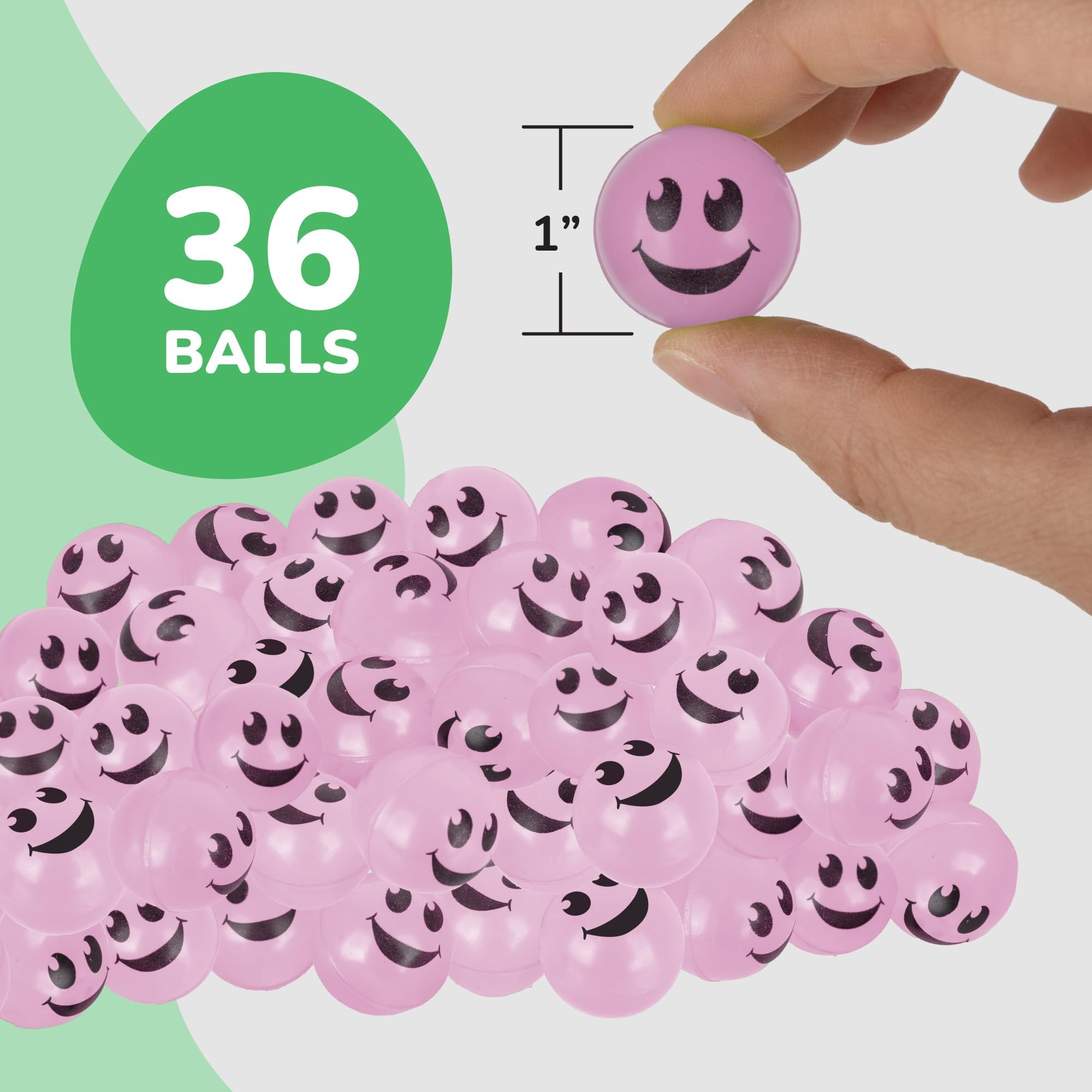 Glow in the Dark Purple Smiley Face Bouncing Balls - Bulk Pack of 36 - 1 Inch
