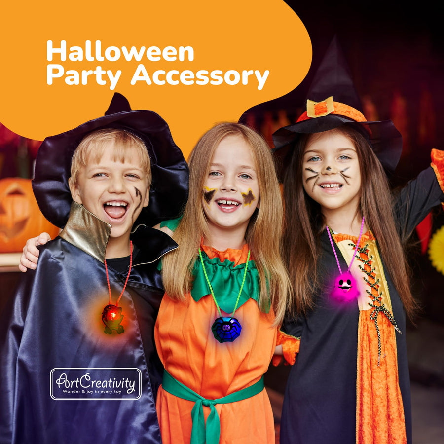 Halloween Light Up Skull Necklaces - Pack of 26