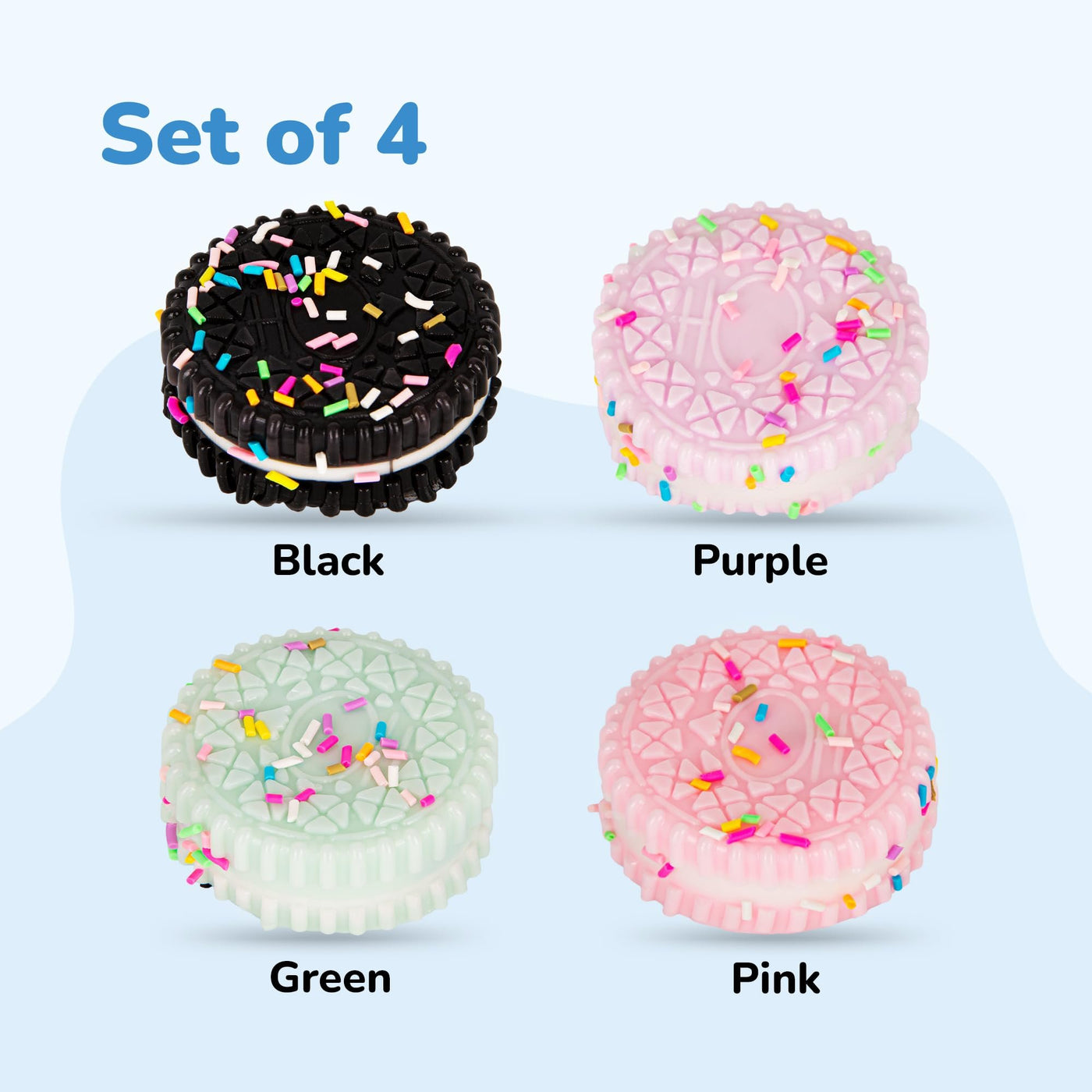 Squishy Cookies Fidget Toys for Kids and Adults - 4 Pack