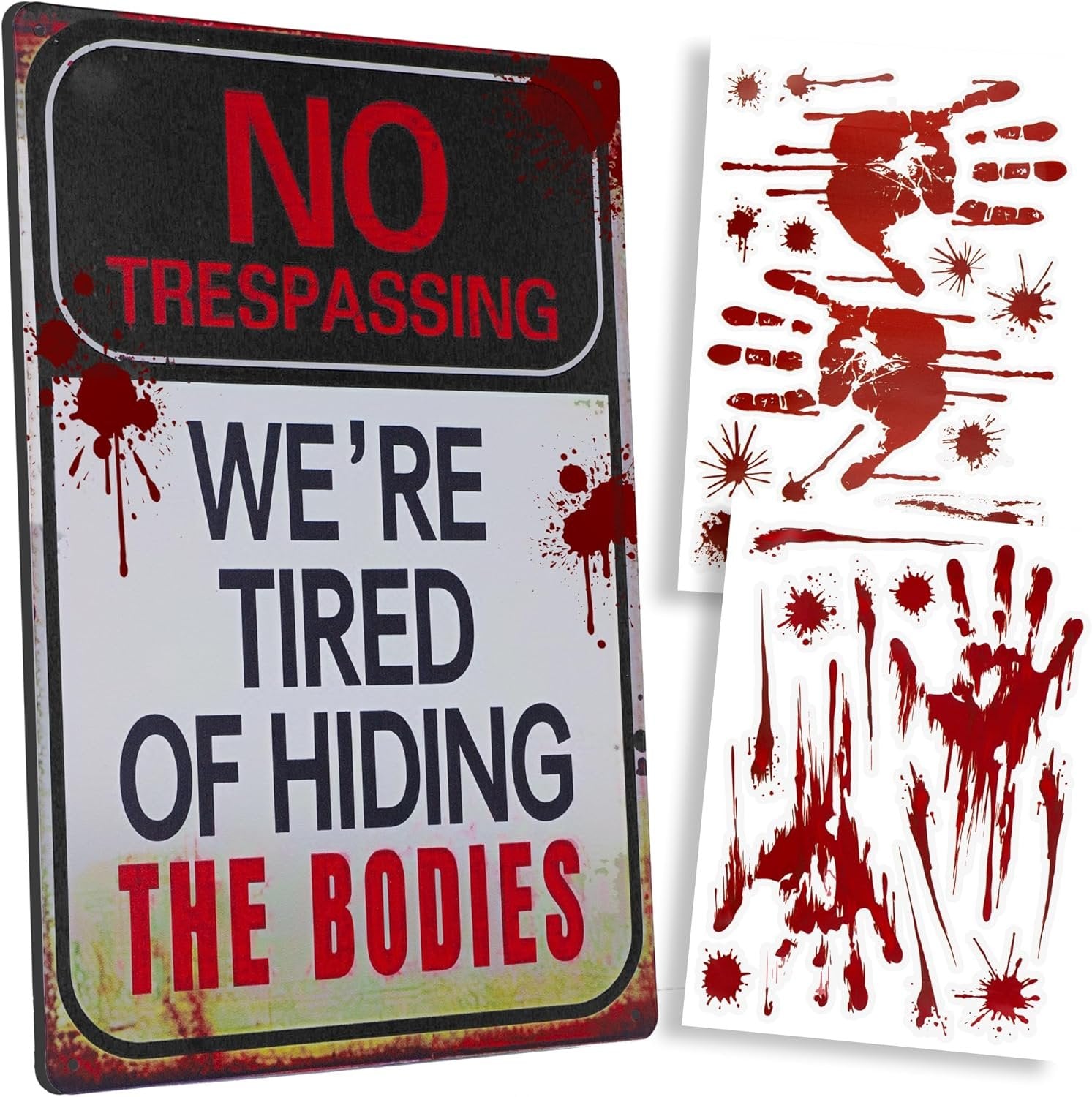 Halloween No Trespassing Sign & Window Stickers