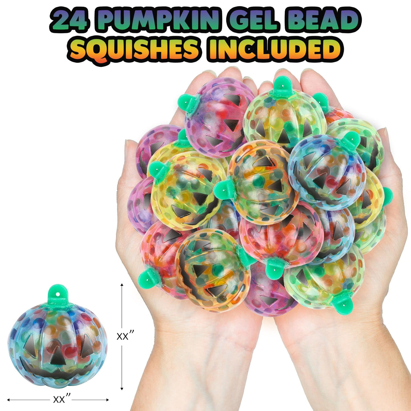ArtCreativity Pumpkin Halloween Squeeze Toys - Set of 24 Squishy Toys - Stress Relief Squishy Toys for Kids in 6 Colors - Non-Candy Halloween Goodie Bag Stuffers - Sensory Fidget Squeeze Toys