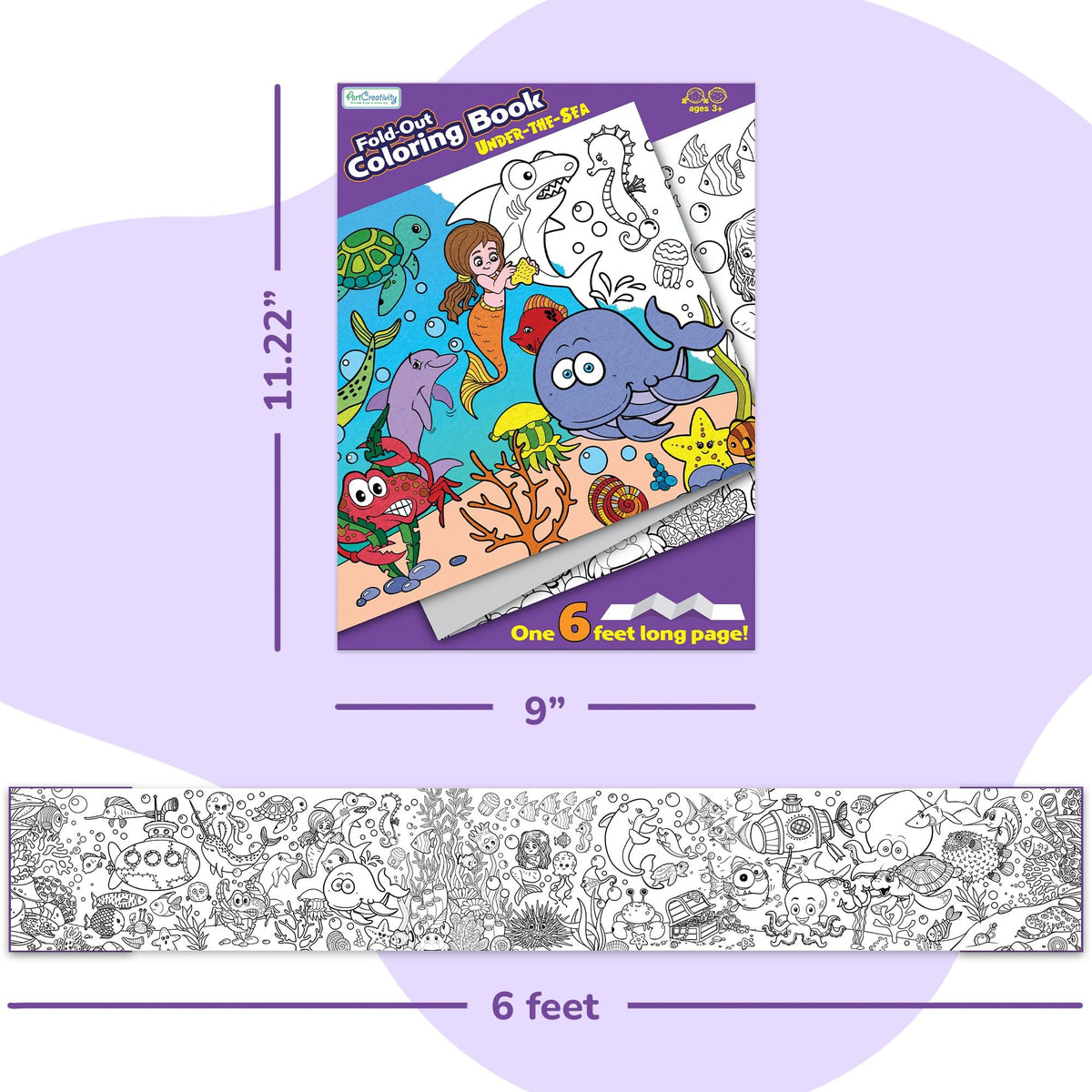 Jumbo Fold-Out Coloring Book – Under the Sea – 6 Ft · Art Creativity