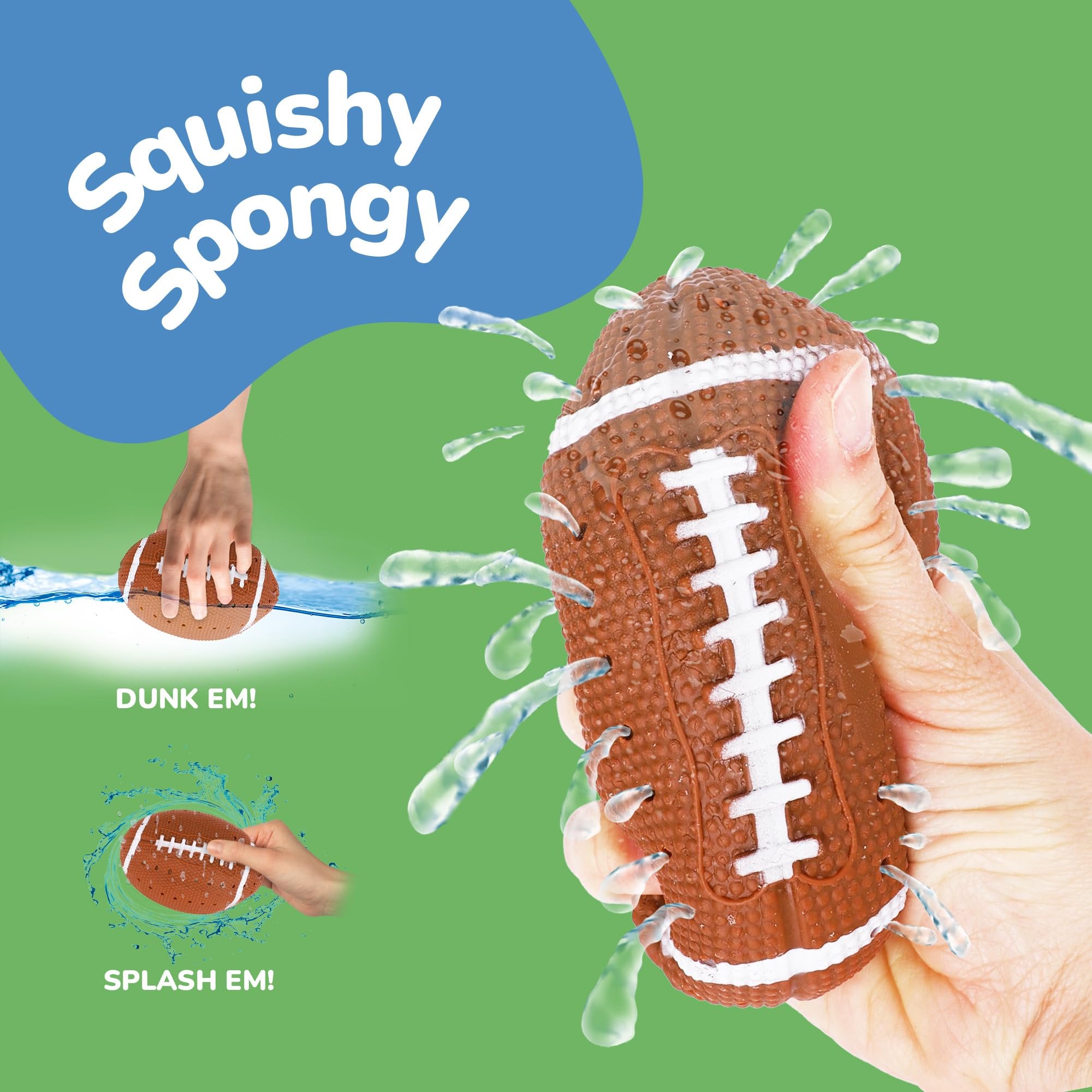 ArtCreativity Water Splash Sports Balls – 3 Pack Spongy Bath & Pool Toys for Kids, Football Basketball Soccer Designs