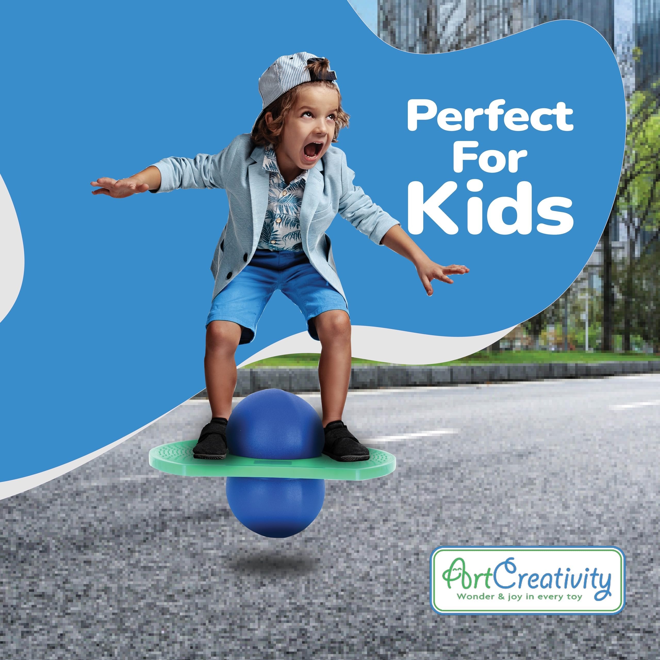 Pogo Ball for Kids – Balance Bounce Board with Pump