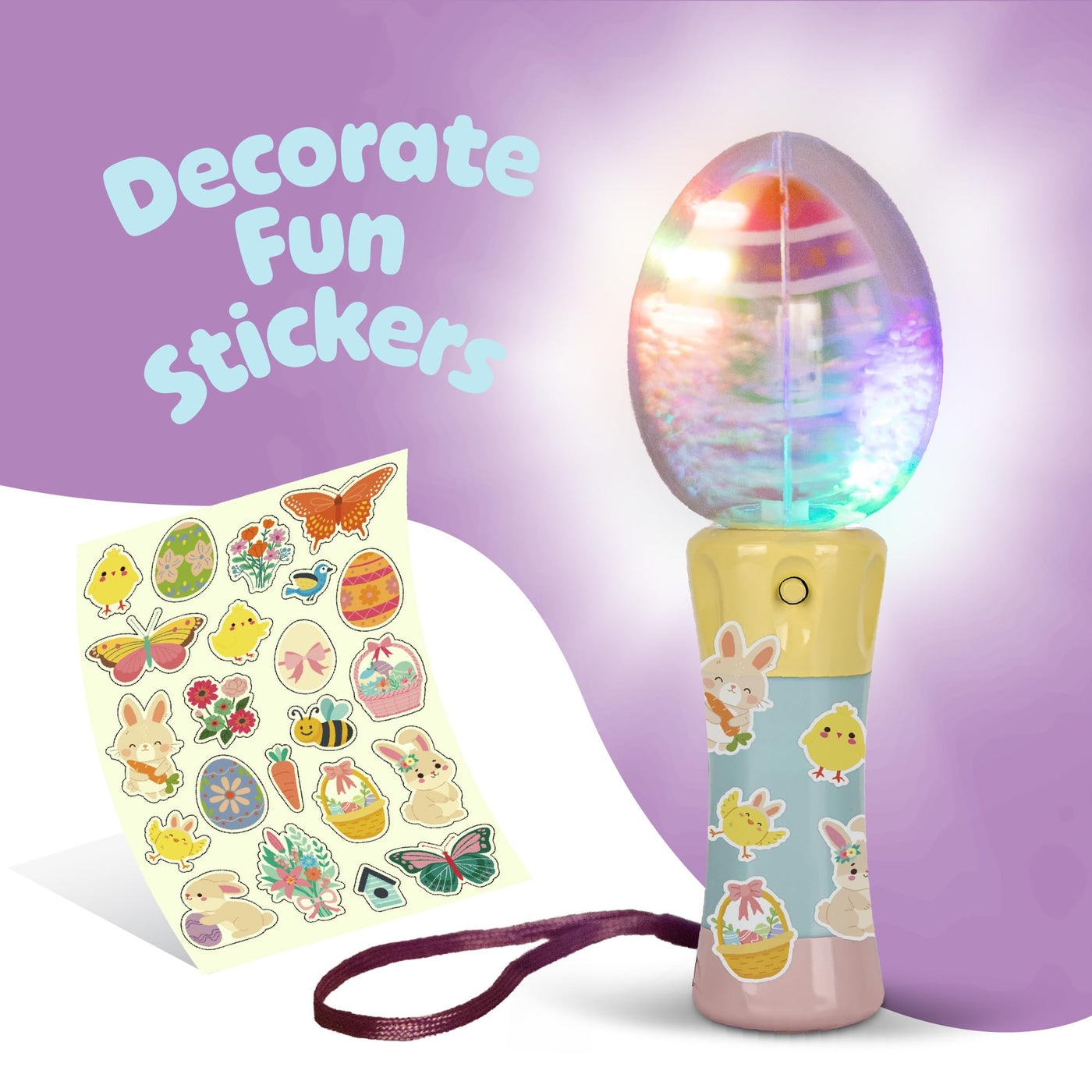 Easter Egg Magic Ball Wand -7.5" - Custom Egg-shaped Top Light Up Magic Ball Toy Wands