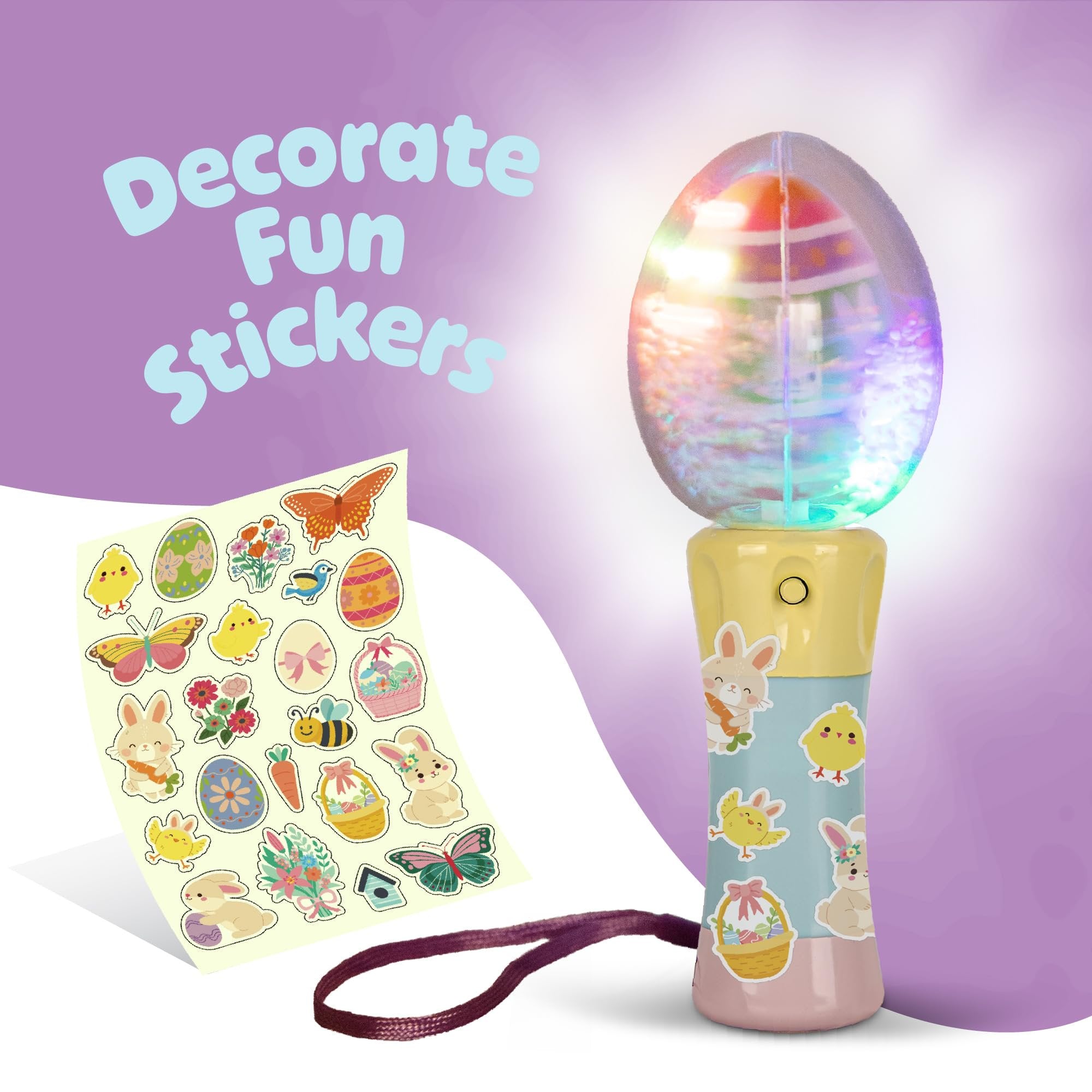 Easter Egg Magic Ball Wand -7.5" - Custom Egg-shaped Top Light Up Magic Ball Toy Wands