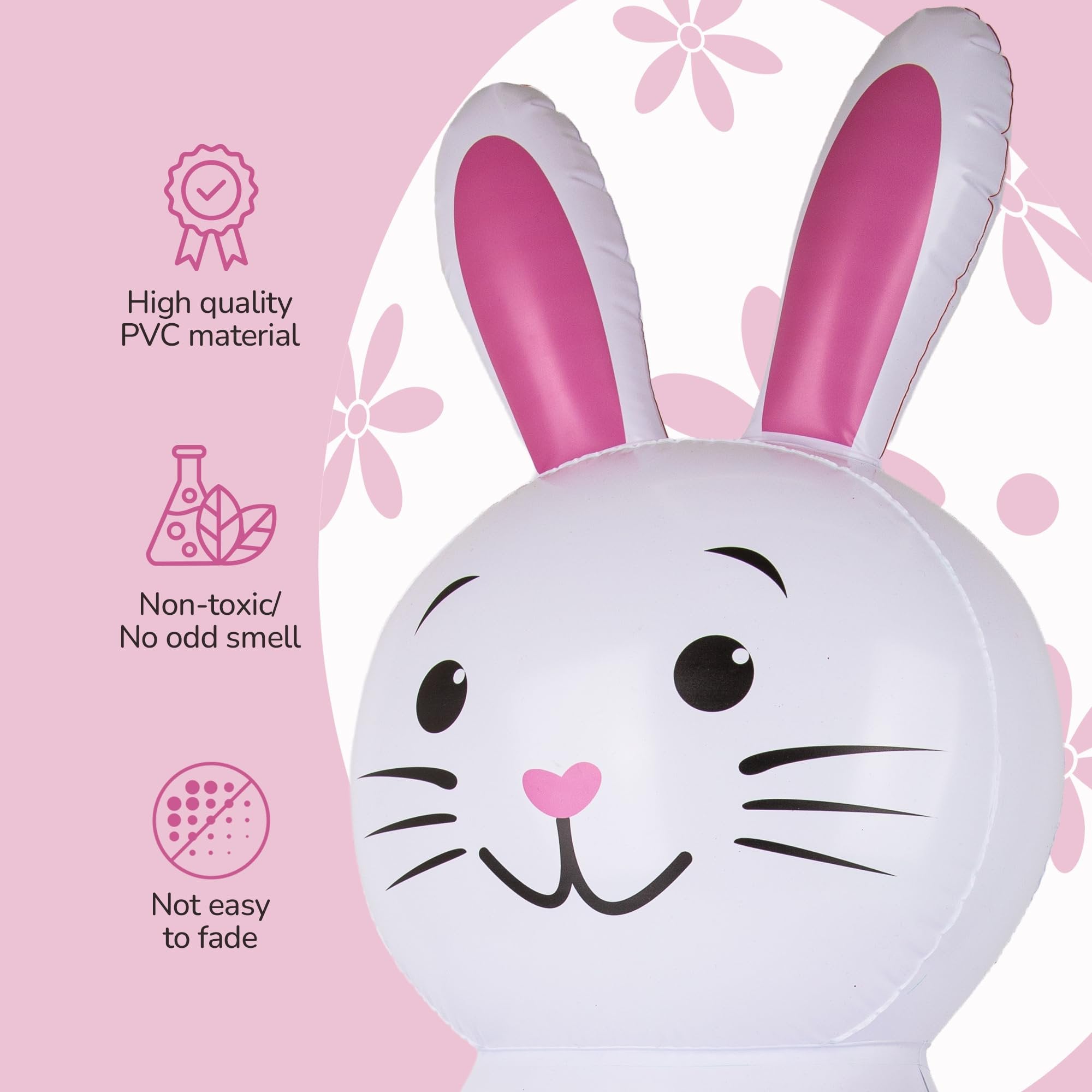 ArtCreativity Easter Bunny Inflatable Ring Toss Game - Easter Games for Kids with Inflatable Bunny and 6 Rings - Weighted Bottom to Keep the Inflatable Rabbit Upright - Outdoor Easter Family Games