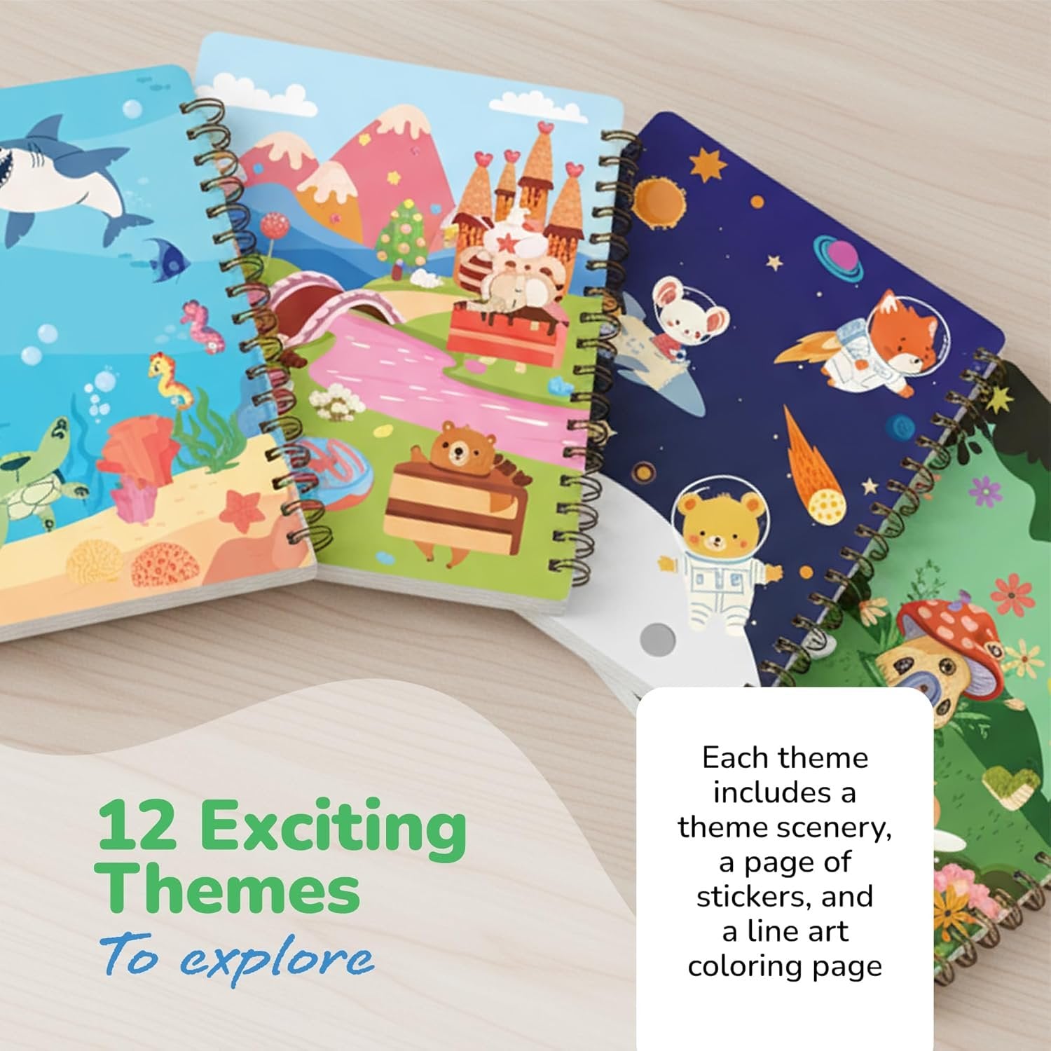 Sticker Activity Book for Kids and Adults - 500+ Creative Stickers, 12 Unique Scenes & Coloring Book Pages