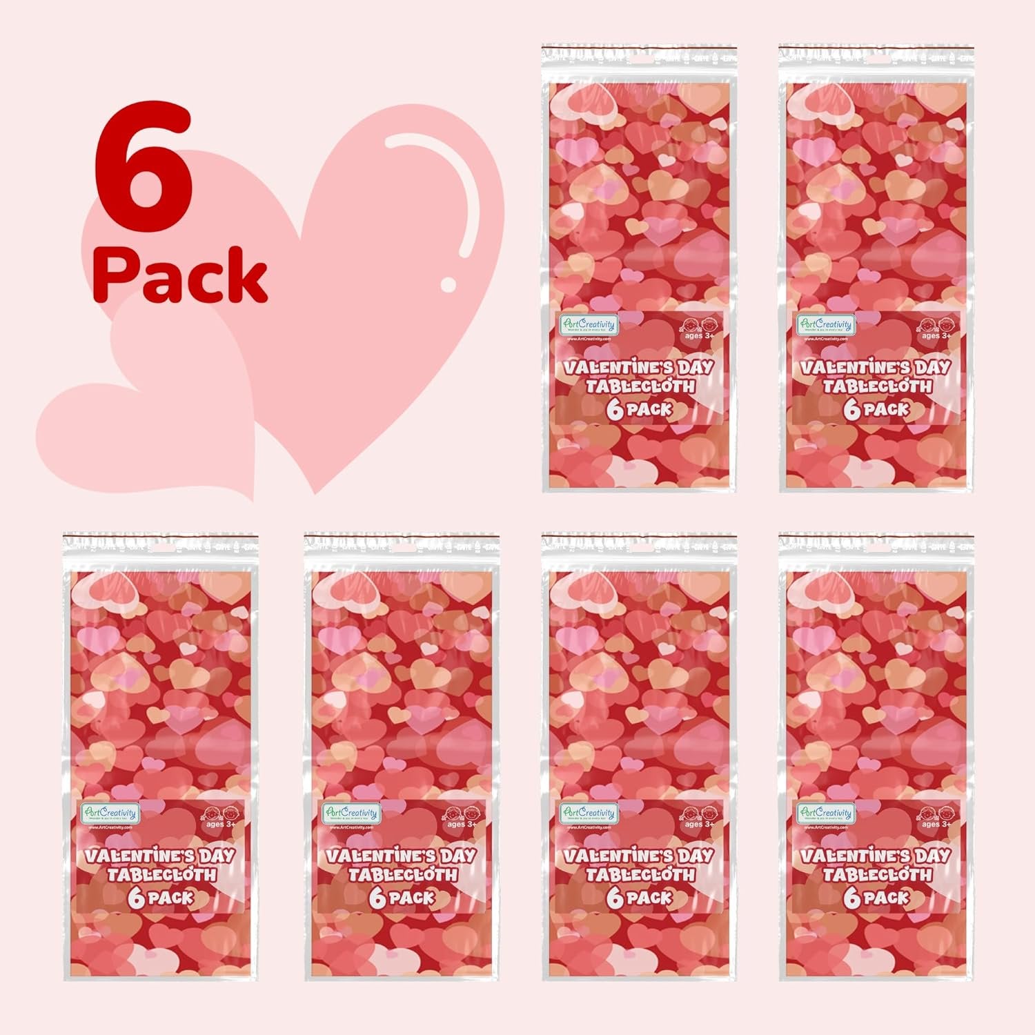 Valentine's Tablecloths - 6 Pack, 54" x 108