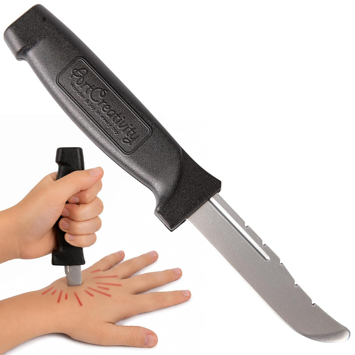 Large Retractable Knife - Realistic Fake Blade with Brown Sheath