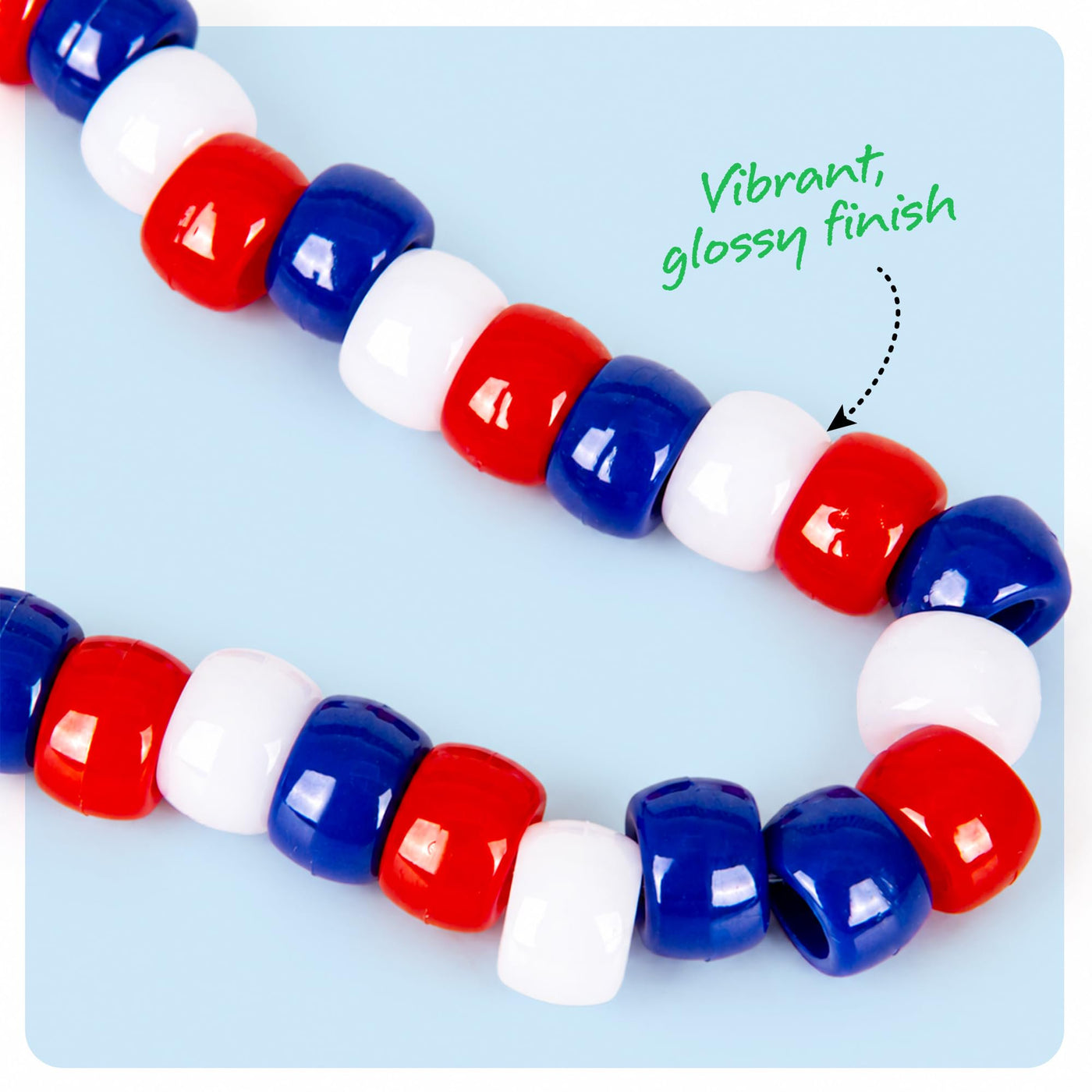 ArtCreativity Patriotic DIY Beads Kit for Kids - 1000 Pack - Red White and Blue Plastic Jewelry Beads with 40m String for Making USA Flag Necklaces & Bracelets