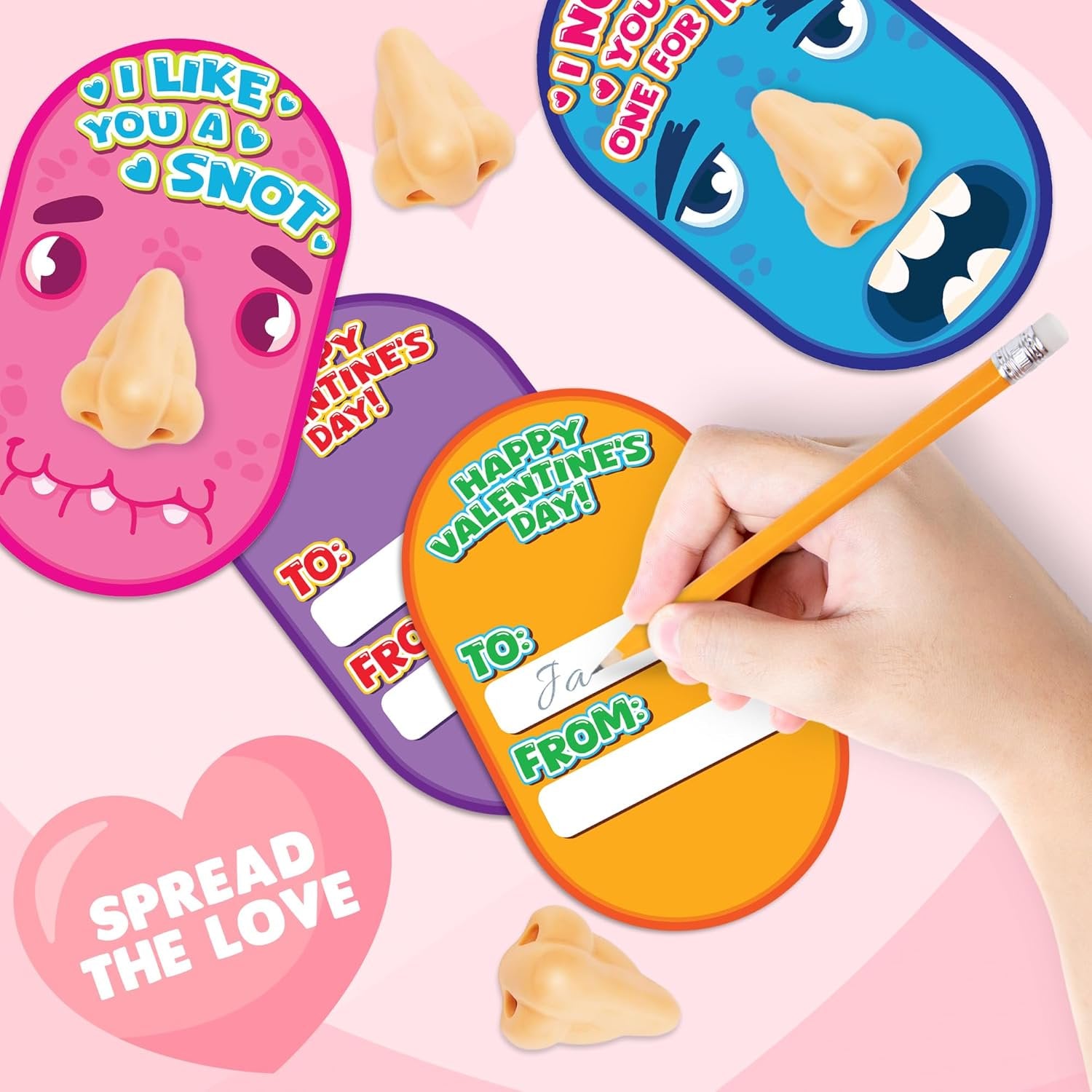 Funny Nose Pencil Sharpener with Valentines Cards - Set of 28