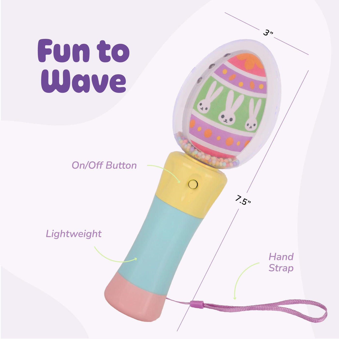 Easter Egg Magic Ball Wand -7.5" - Custom Egg-shaped Top Light Up Magic Ball Toy Wands