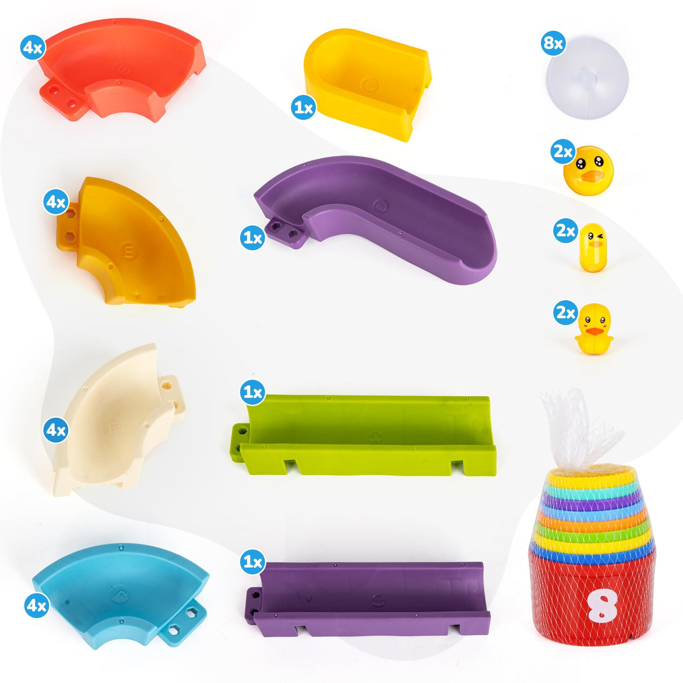Duck Bathtub Slide Toys – Set of 6 Bath & Water Toys for Toddlers