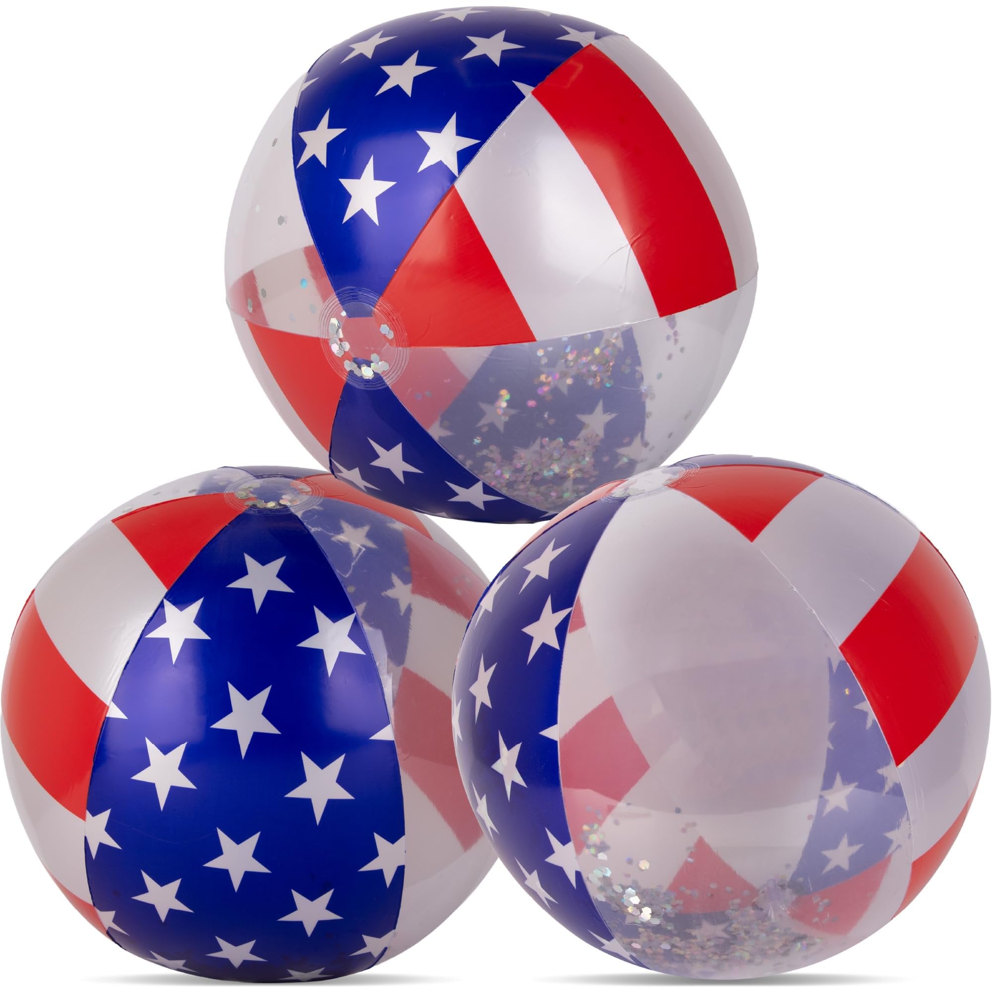 Floatify USA Beach Balls - 3 Pack - Patriotic Beach Balls for Pool