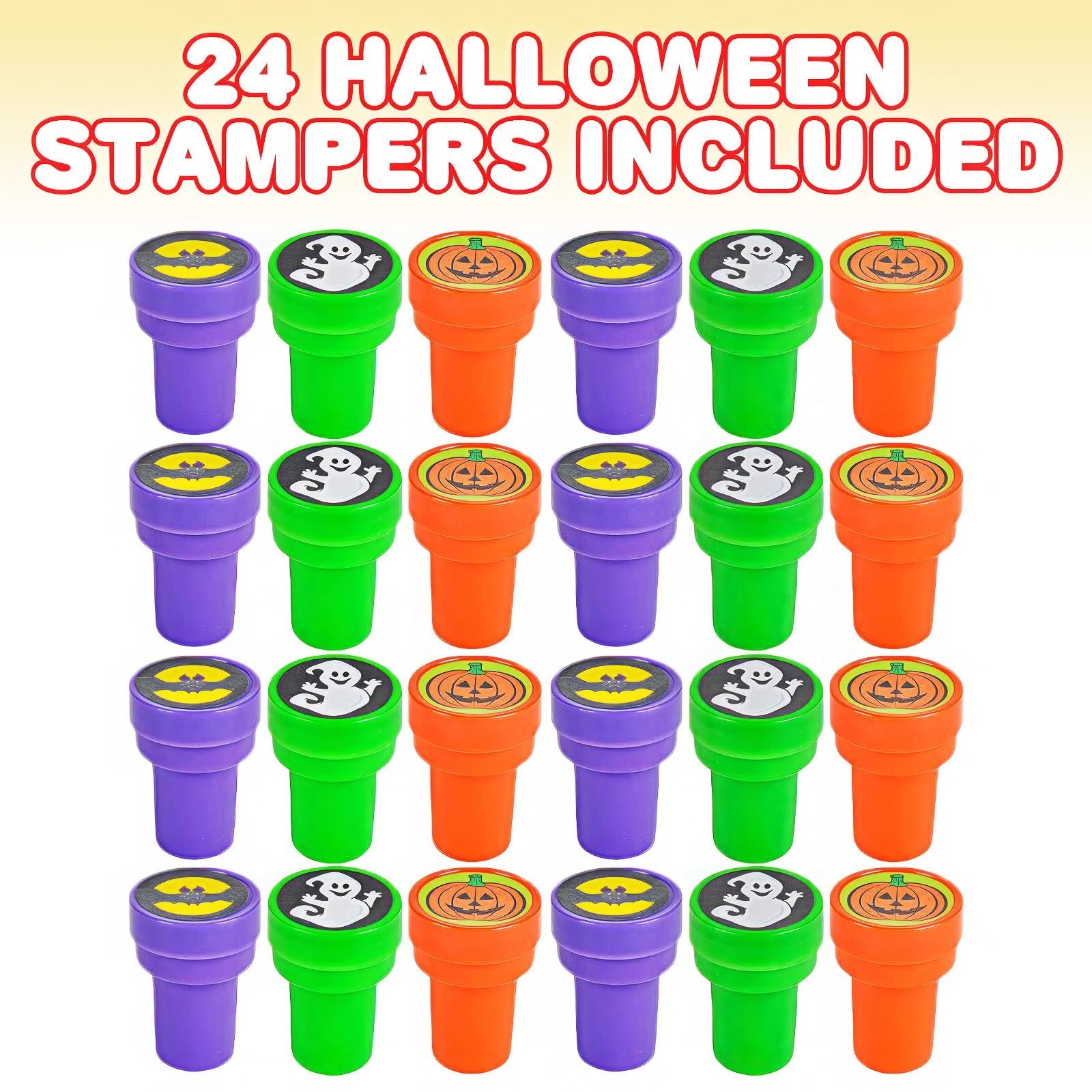 ArtCreativity Halloween Stampers for Kids, Pack of 24 Assorted Pre-Inked Stampers, Best for Halloween Party Favors, Goodie Bag Fillers, Non-Candy Halloween Treats, Trick or Treat Supplies