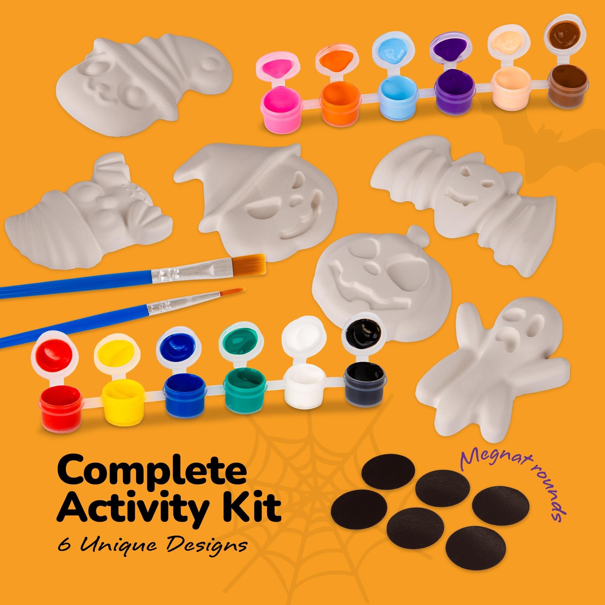 Halloween Ceramic Fridge Magnet Painting Kit - 6 Pack