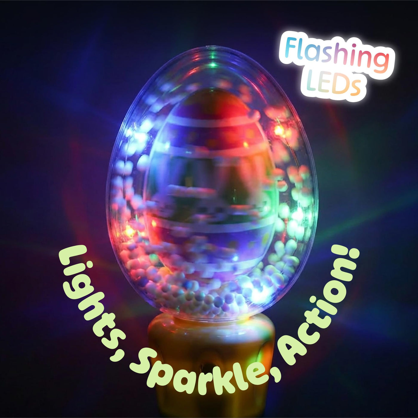 Easter Egg Magic Ball Wand -7.5" - Custom Egg-shaped Top Light Up Magic Ball Toy Wands