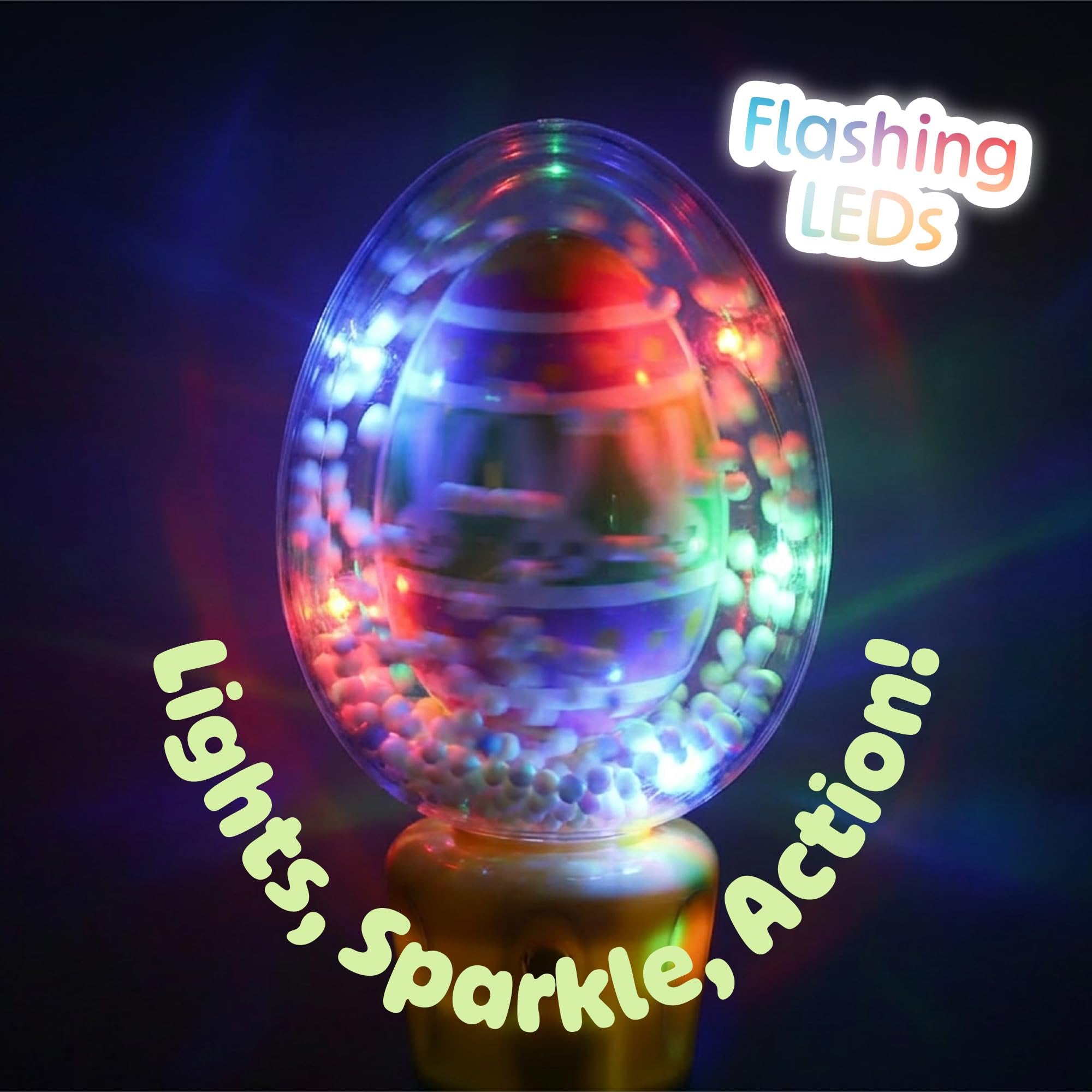 Easter Egg Magic Ball Wand -7.5" - Custom Egg-shaped Top Light Up Magic Ball Toy Wands