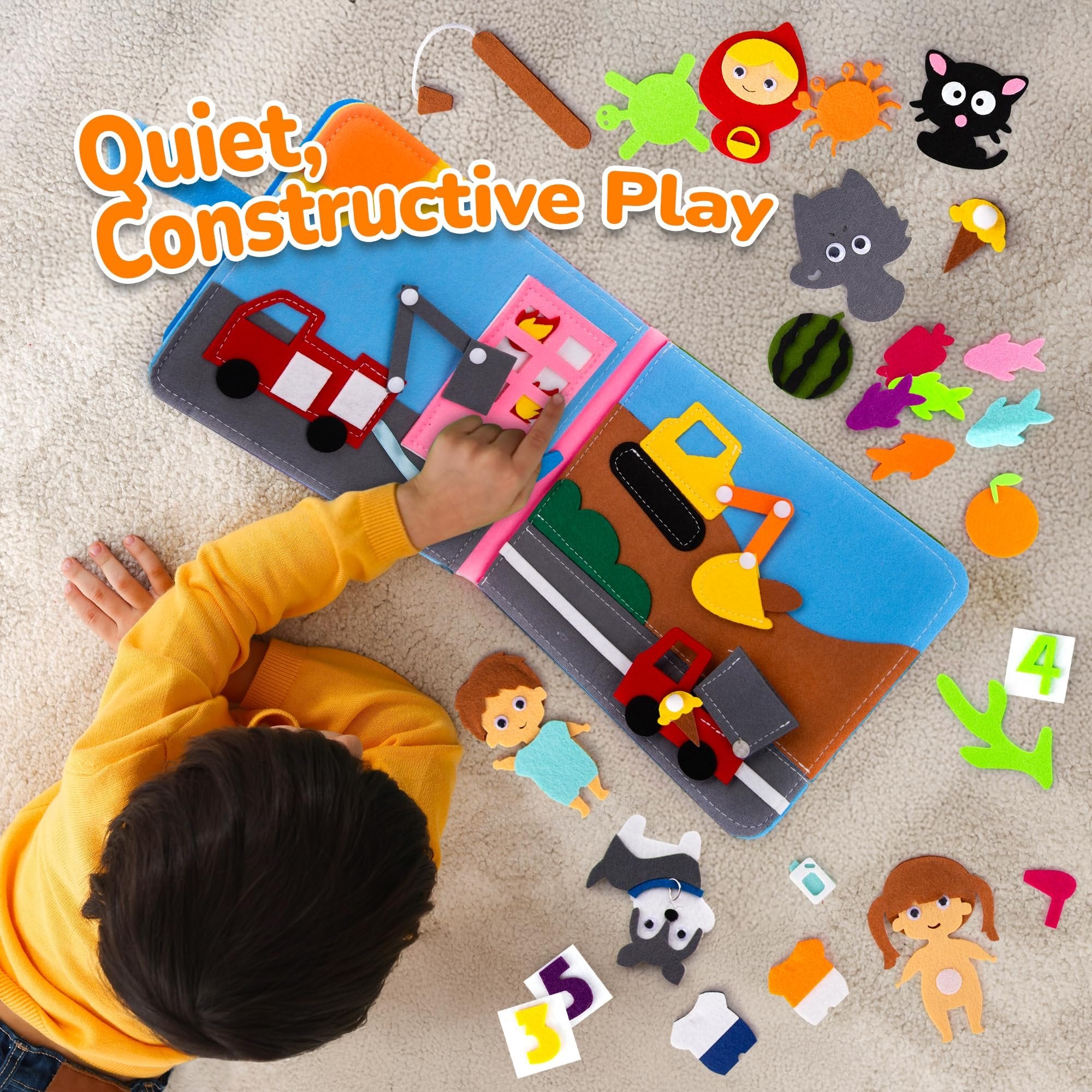 Montessori Quiet Book - Busy Book for Kids with 16 Pages Full of Interactive Activities